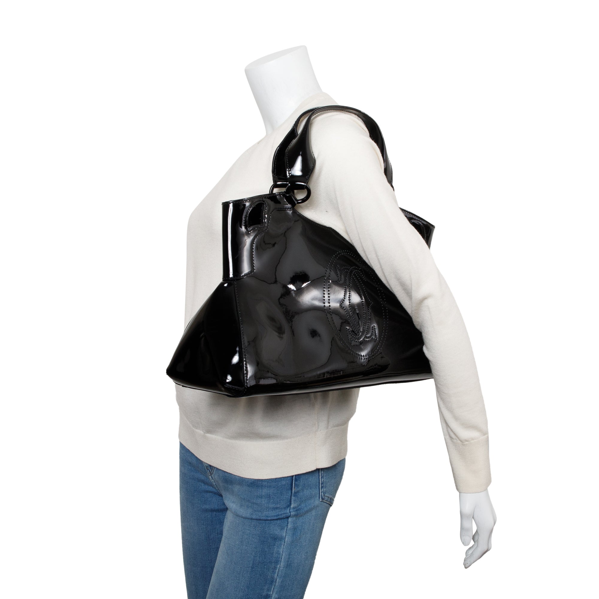 Cartier Black Patent Leather Medium Marcello De Cartier Tote