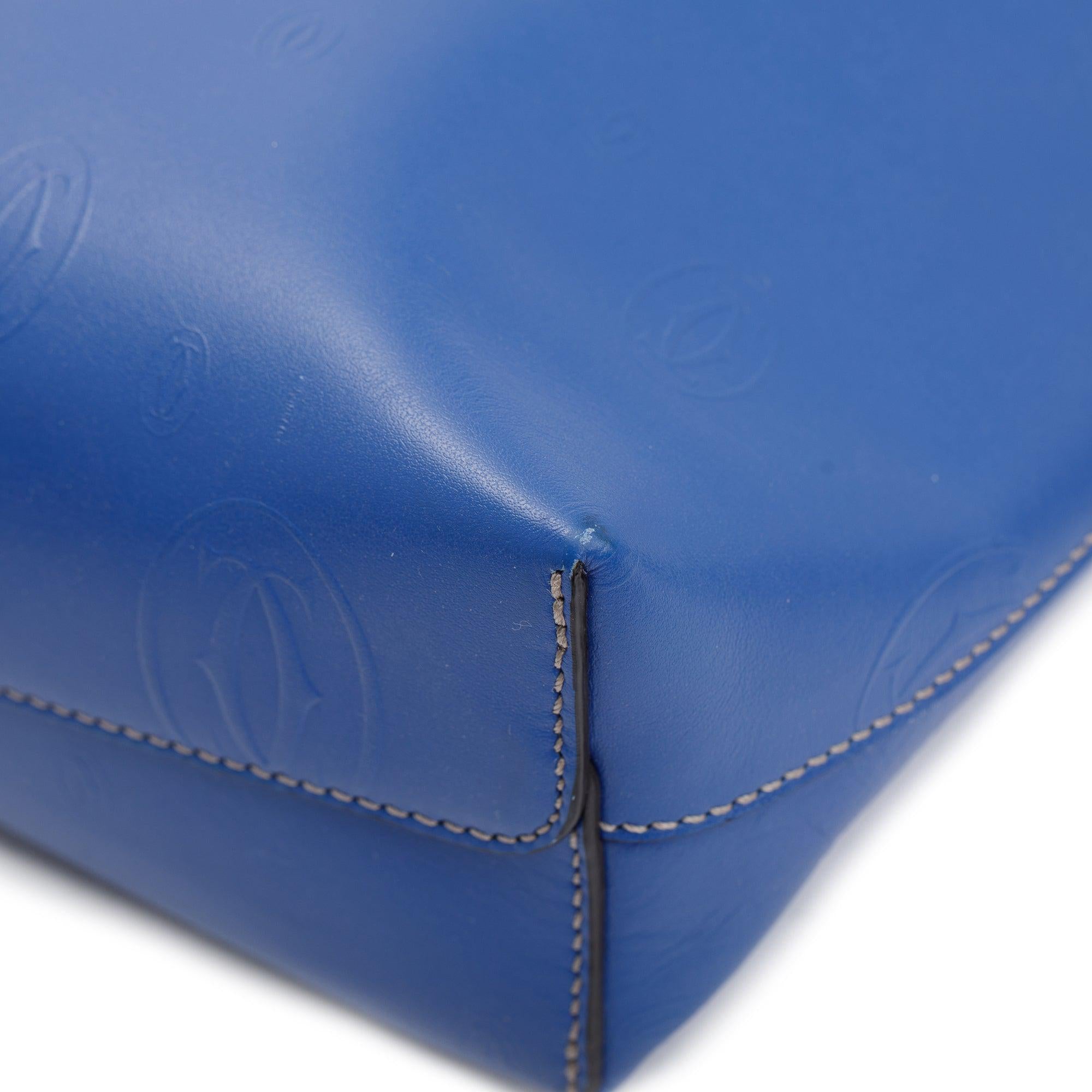 Cartier Blue Calfskin Leather Le 18H Happy Birthday Tote Bag w/ Pouch