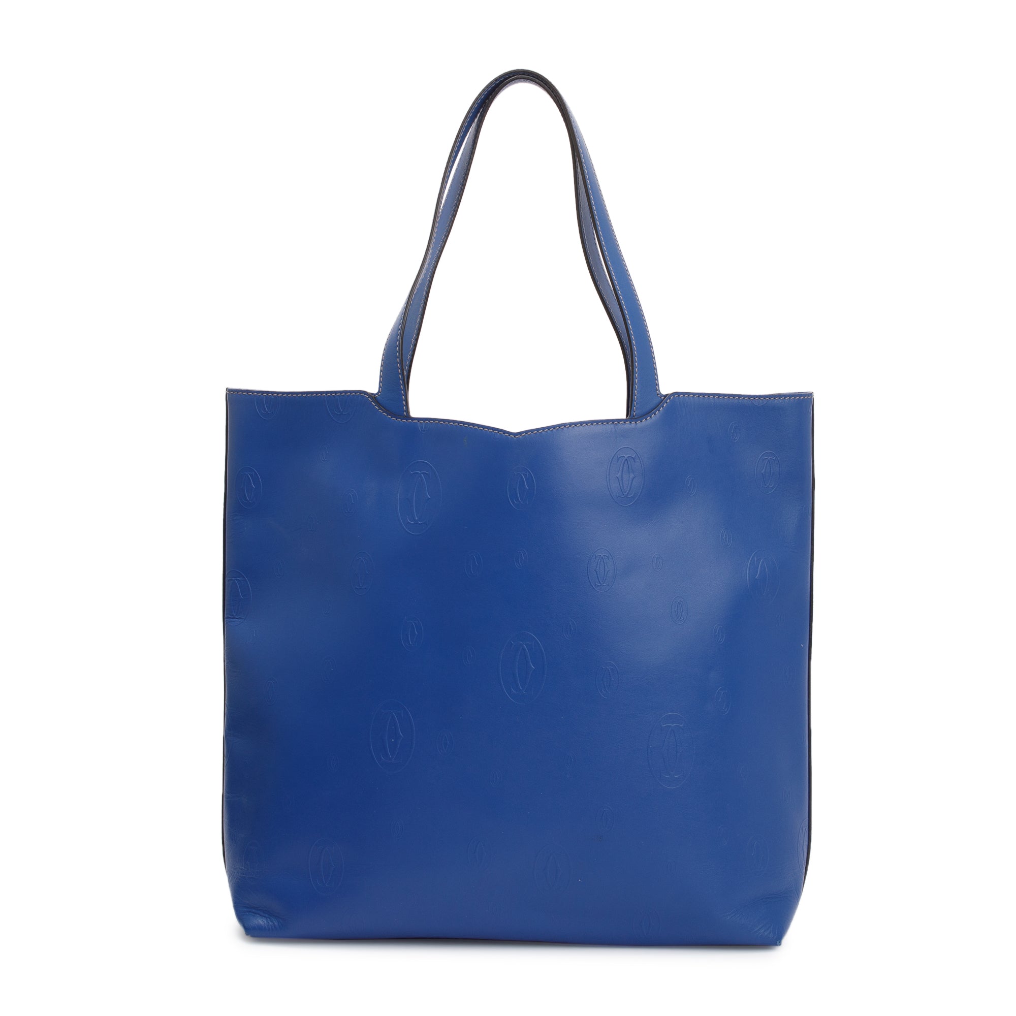 Cartier Blue Calfskin Leather Le 18H Happy Birthday Tote Bag w/ Pouch