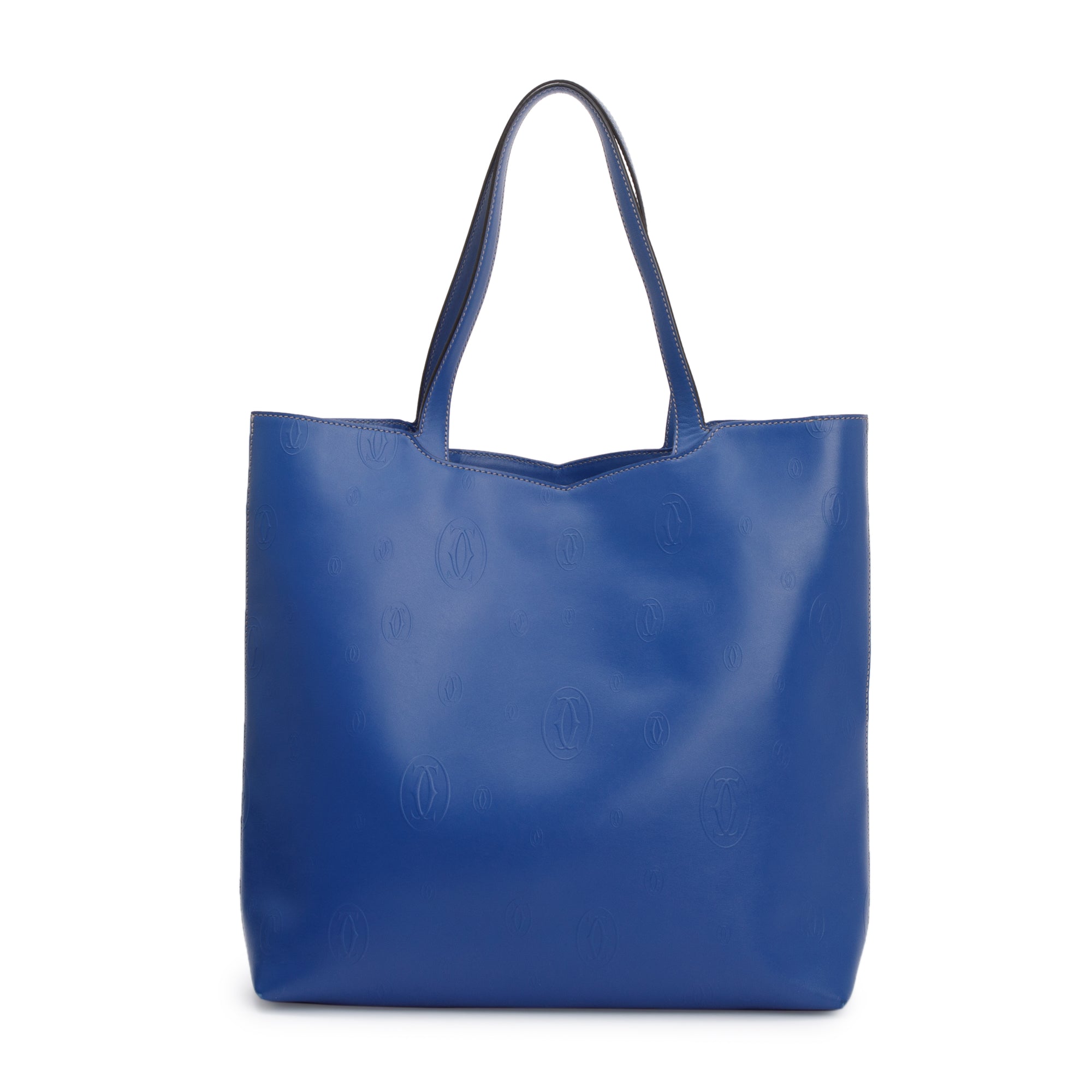 Cartier Blue Calfskin Leather Le 18H Happy Birthday Tote Bag w/ Pouch