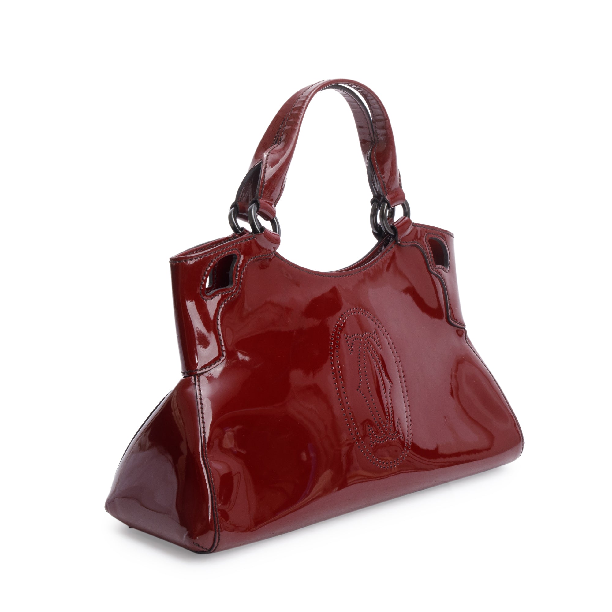Cartier Burgundy Patent Leather Medium Marcello De Cartier Tote