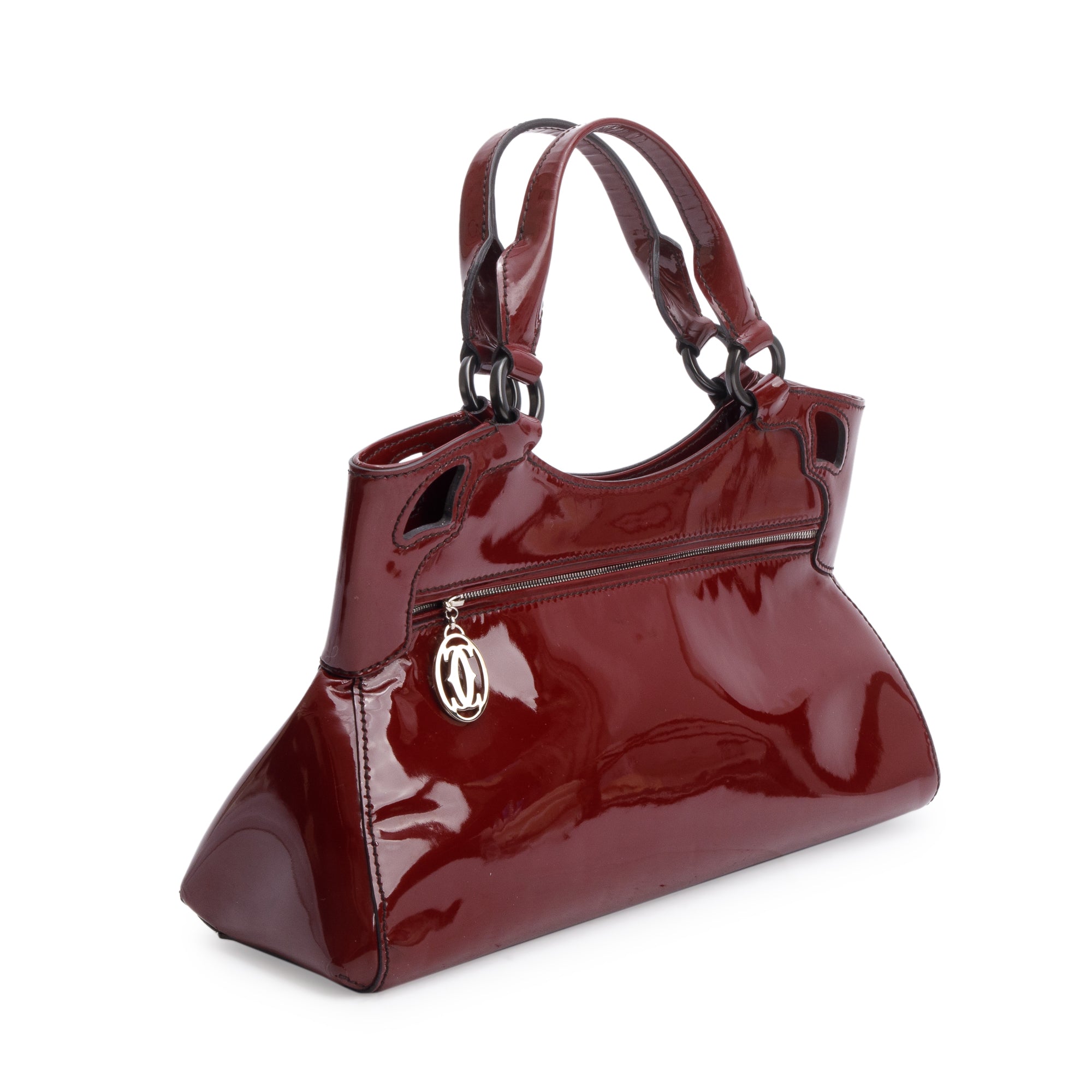 Cartier Burgundy Patent Leather Medium Marcello De Cartier Tote