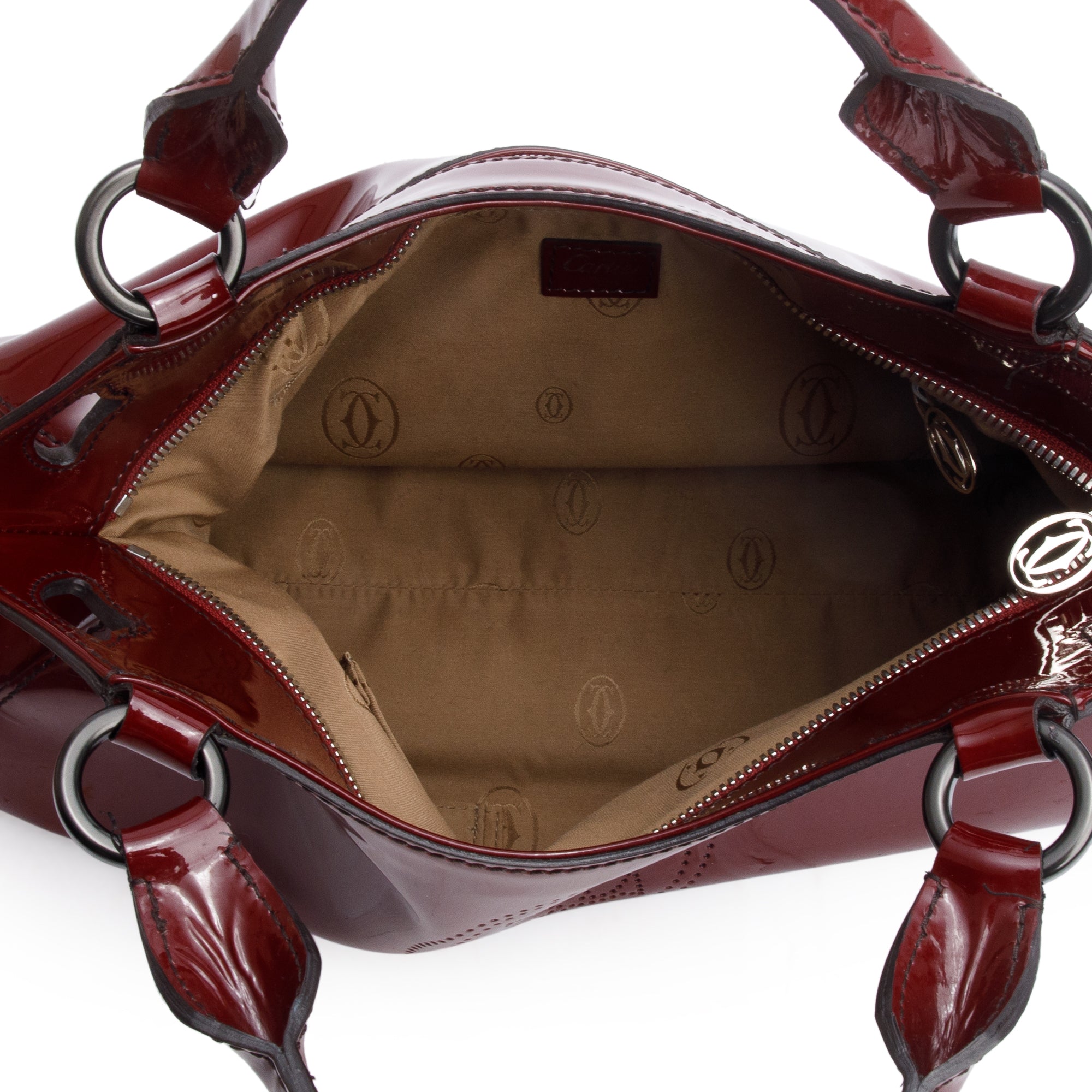 Cartier Burgundy Patent Leather Medium Marcello De Cartier Tote