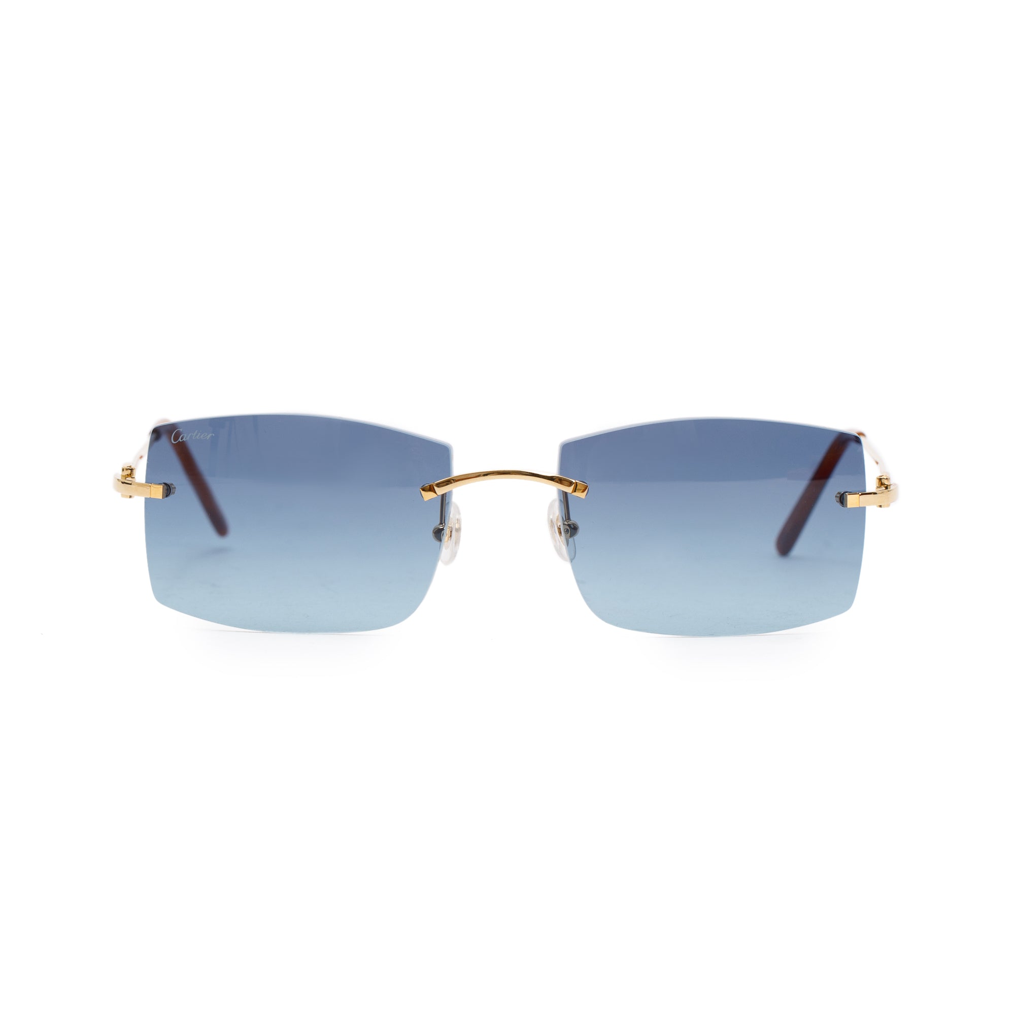 Cartier C Decor Square Blue Lenses CT0005RS Sunglasses w/ Box