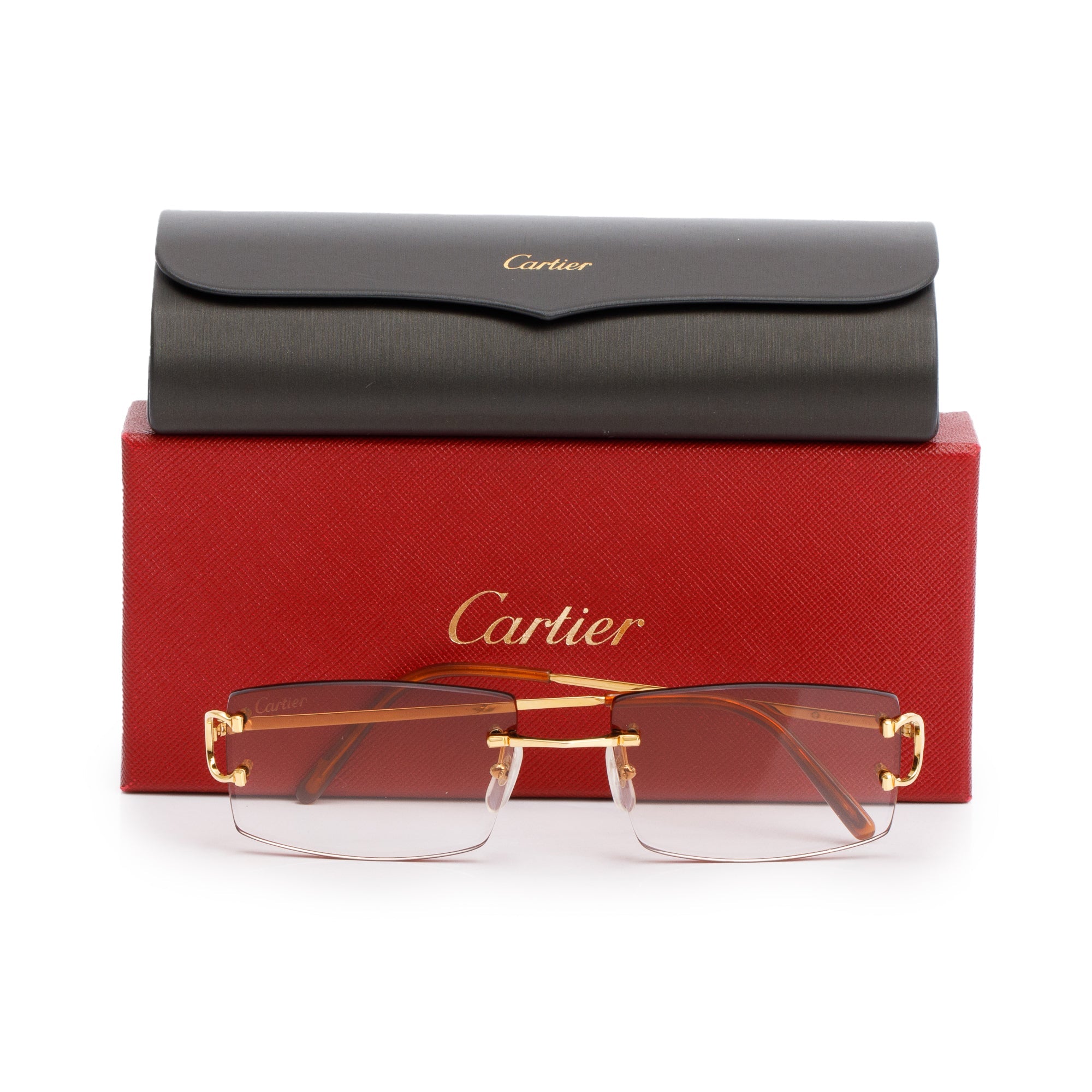 Cartier CT0007RS Rimless C De Cartier Sunglasses w/ Box & Case