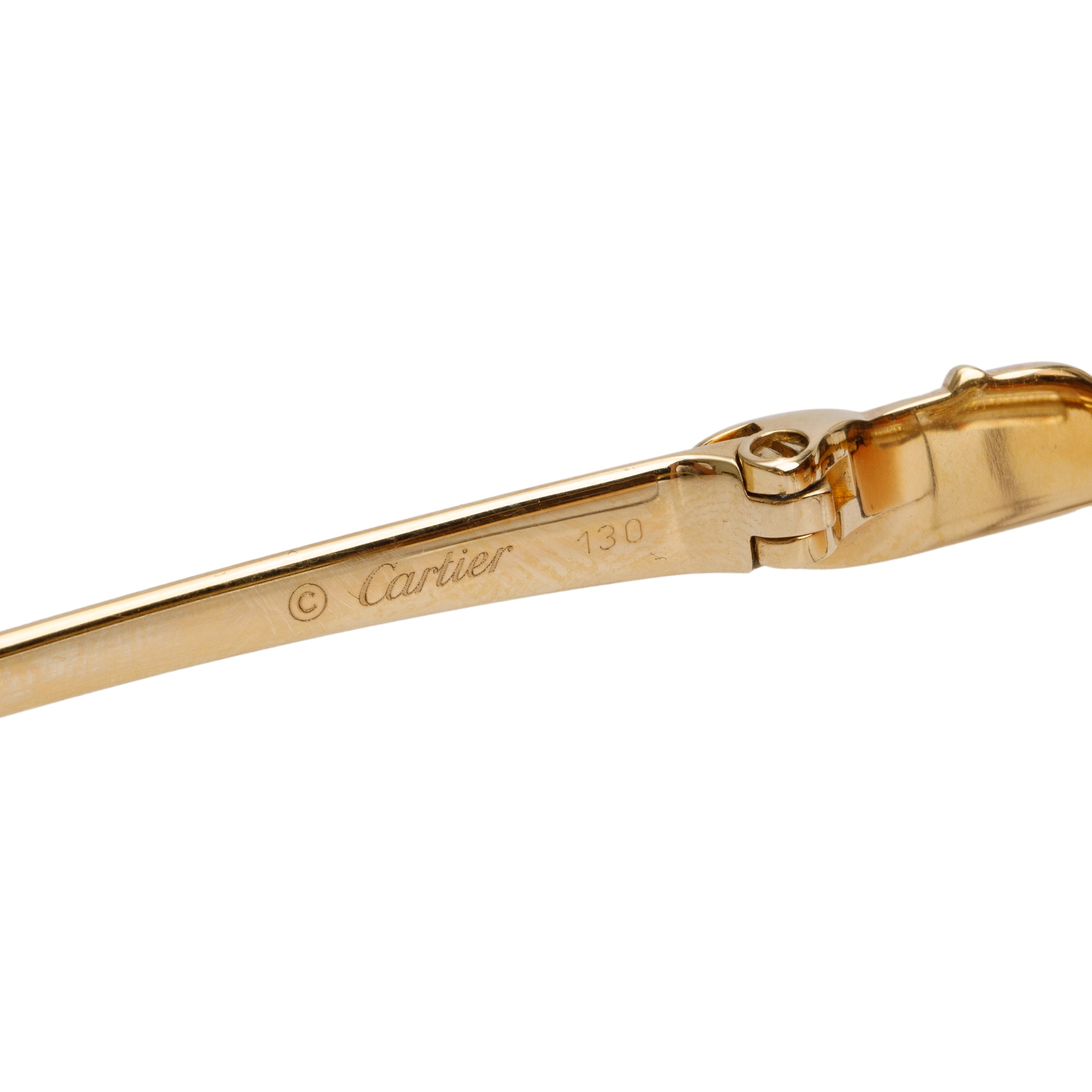 Cartier CT00580 Gold Tone Metal Rimless Diamond Cut Sunglasses w/ Box & Case