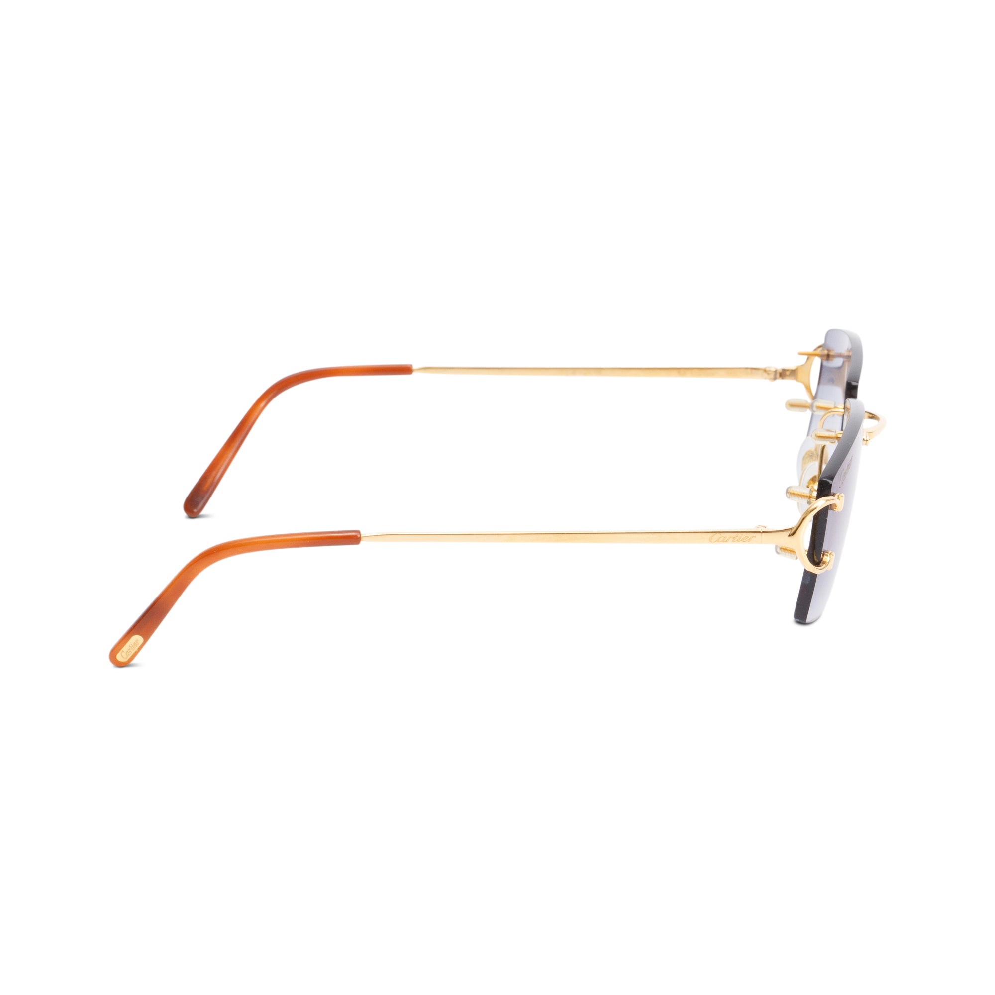 Cartier CT00920 Gold Tone Metal Rimless C De Cartier Sunglasses w/ Box & Case