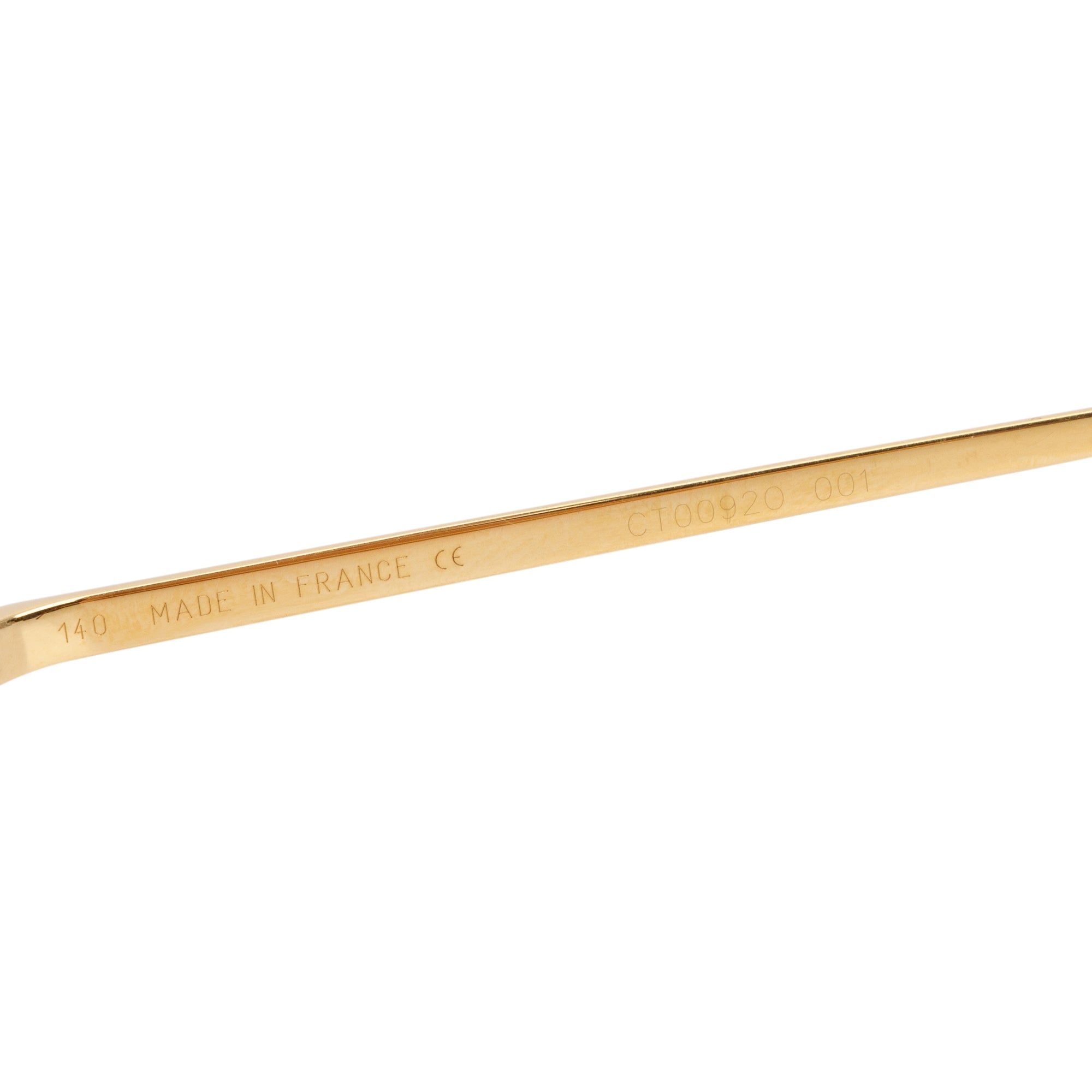 Cartier CT00920 Gold Tone Metal Rimless C De Cartier Sunglasses w/ Box & Case