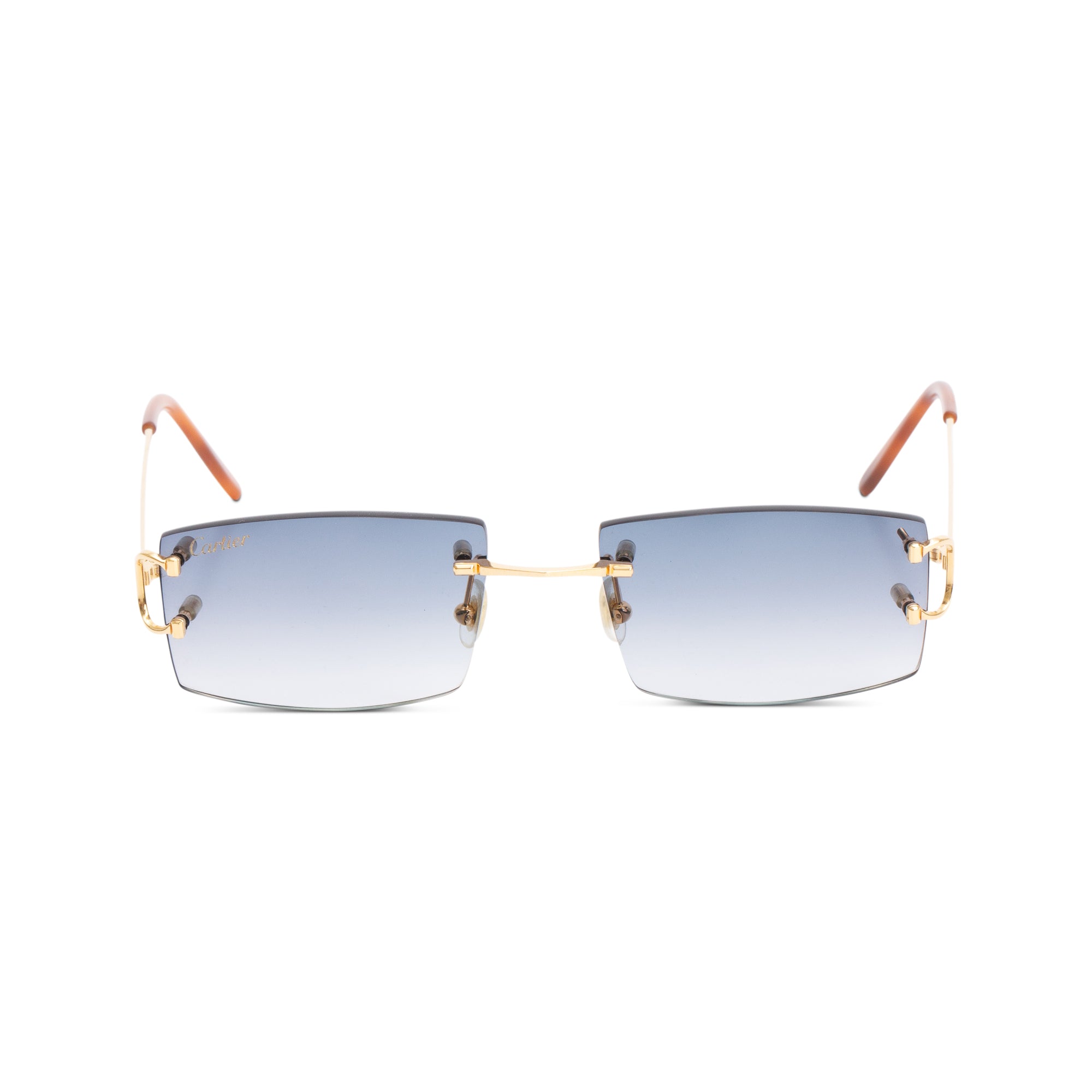 Cartier CT00920 Gold Tone Metal Rimless C De Cartier Sunglasses w/ Box & Case