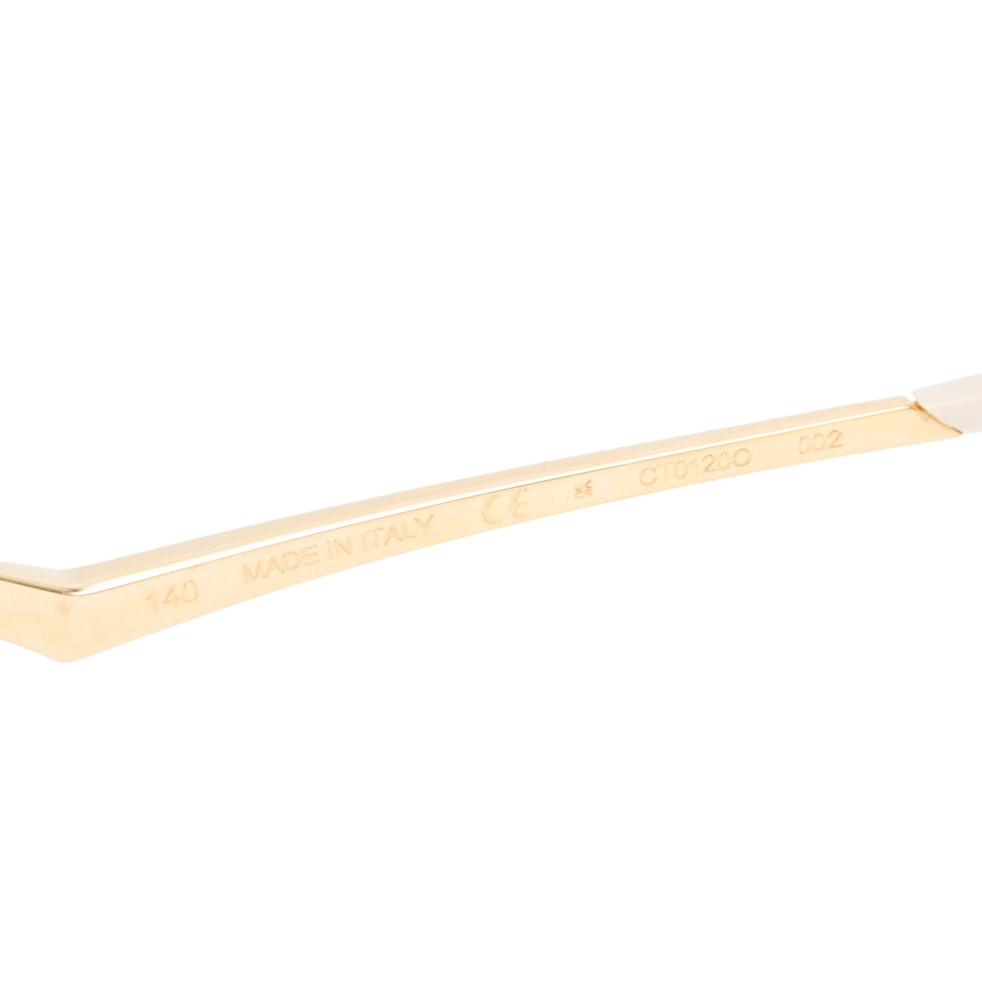 Cartier CT0120O Gold-Tone Rimless Diamond Cut Sunglasses w/ Box
