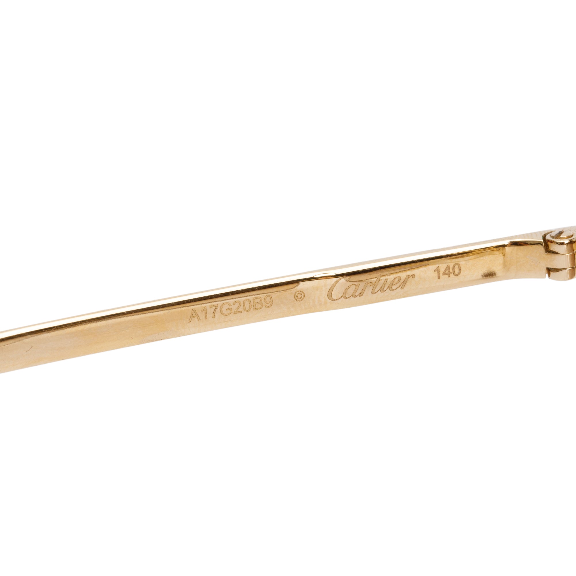 Cartier CT0327S Gold-Plated Metal Frame Santos Geometric Sunglasses w/ Box & Case