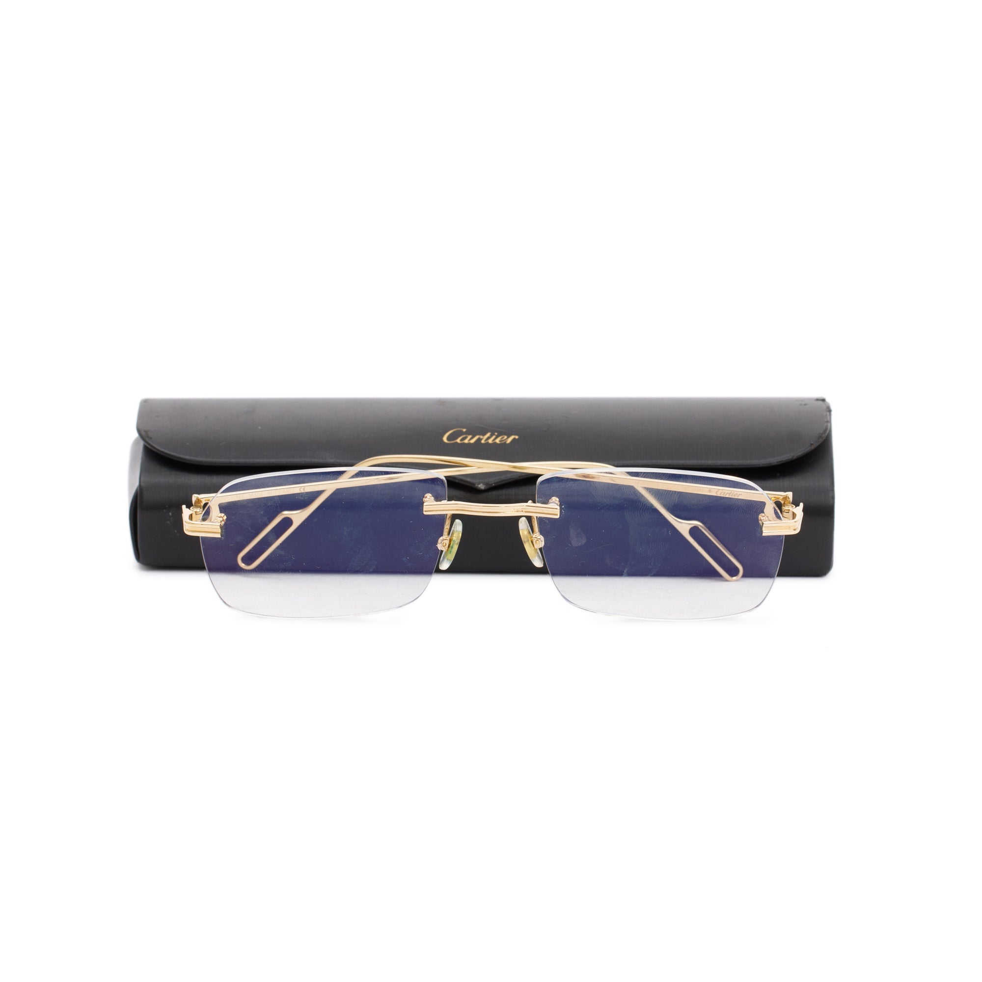 Cartier Rimless Rectangle Cartier CT0620 Rimless Rectangular Frame Glasses w/ Case – OLIVER'S
