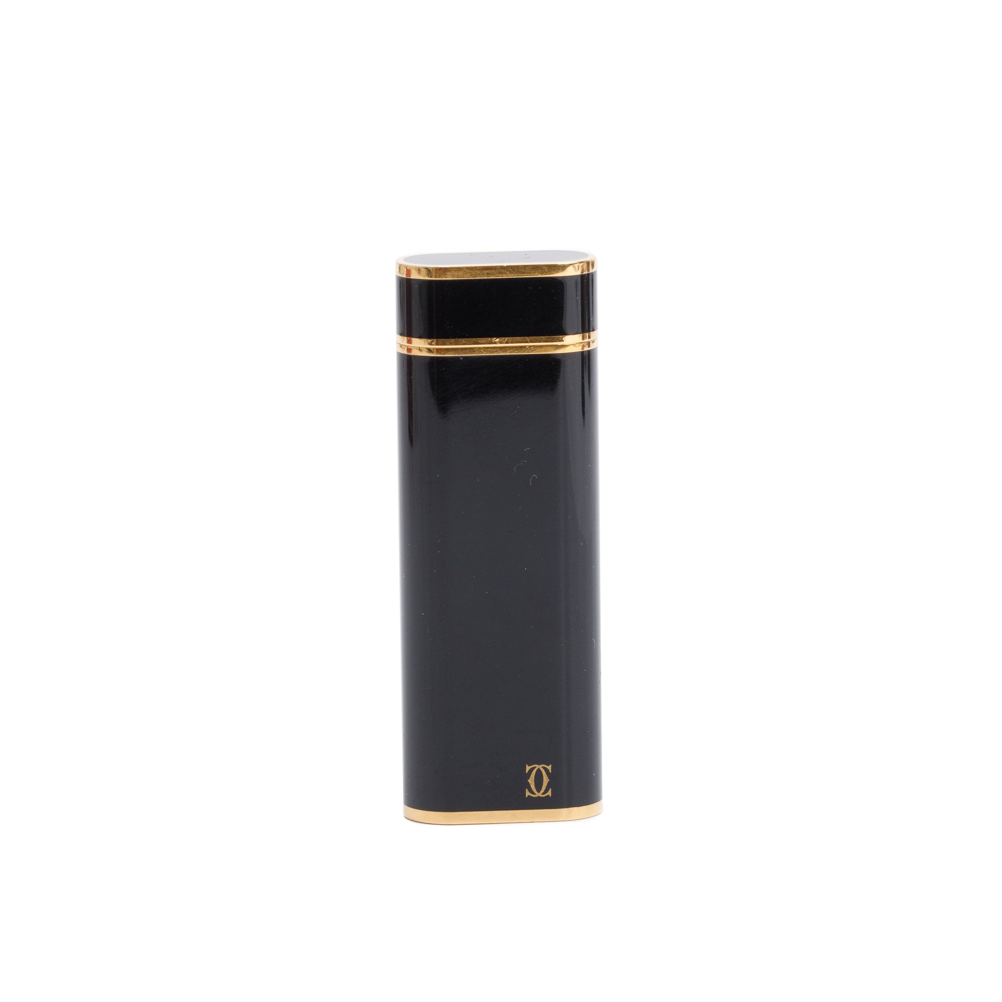 Cartier Gold-Plated Black Lacquer Must de Cartier Lighter w/ Box & Papers