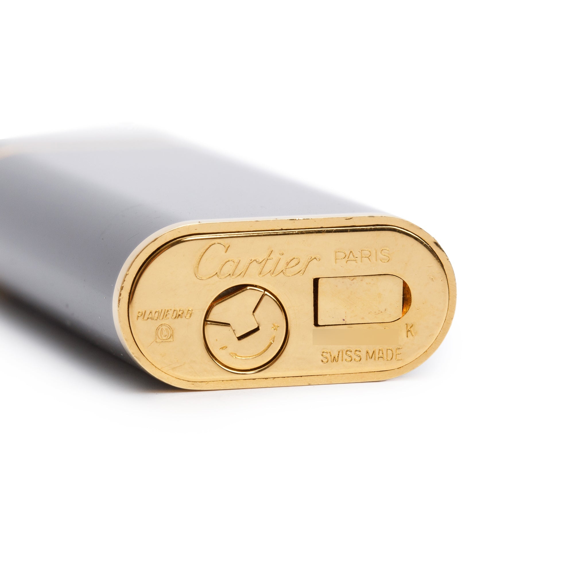 Cartier Gold-Plated Black Lacquer Must de Cartier Lighter w/ Box & Papers