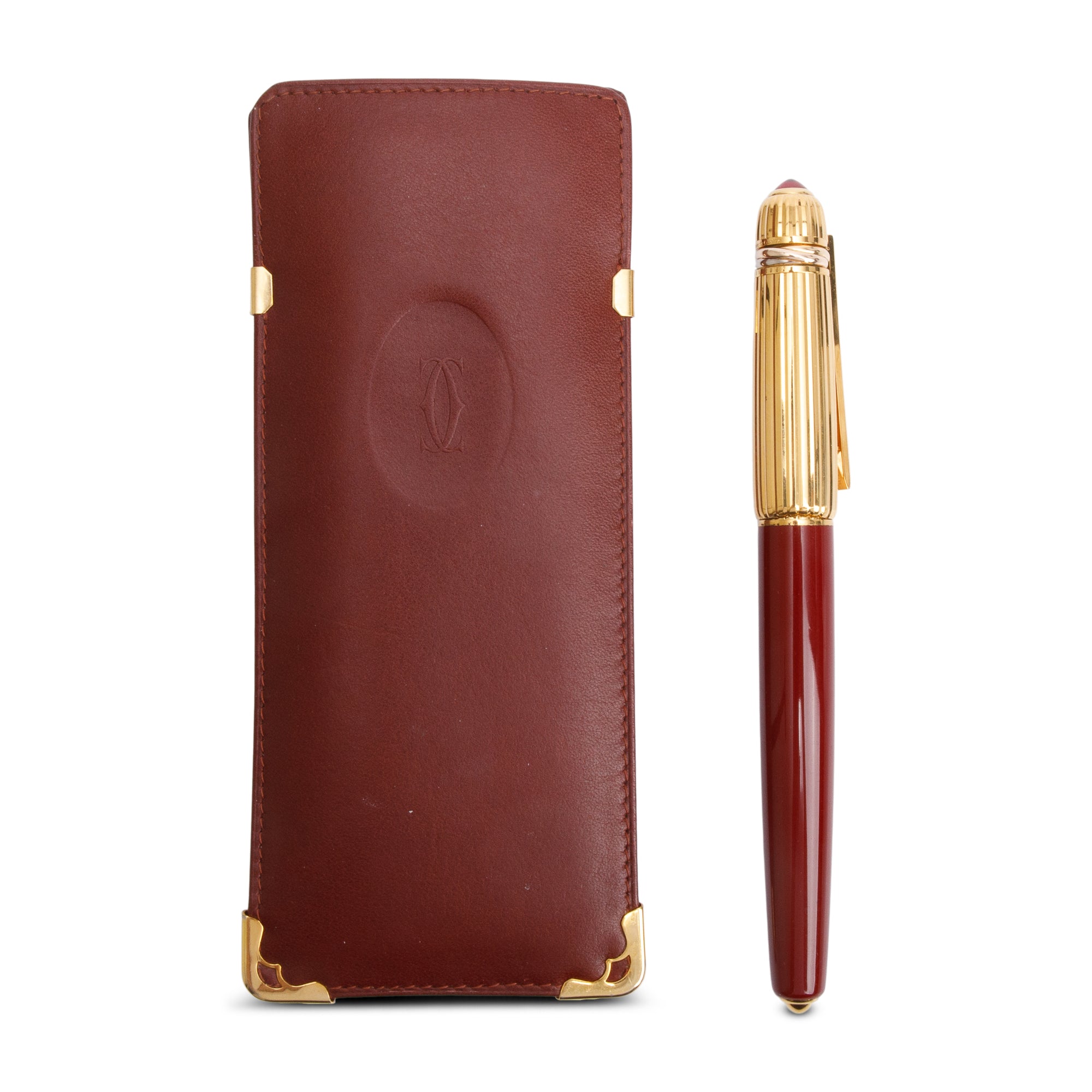 Cartier Gold Plated Burgundy Resin Pasha de Cartier Ballpoint Pen