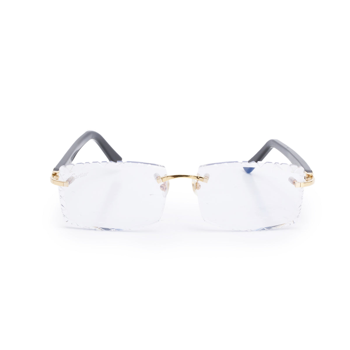 Cartier Rimless Cartier Gold Tone Metal Rimless Diamond Cut Sunglasses w/ Box – OLIVER'S