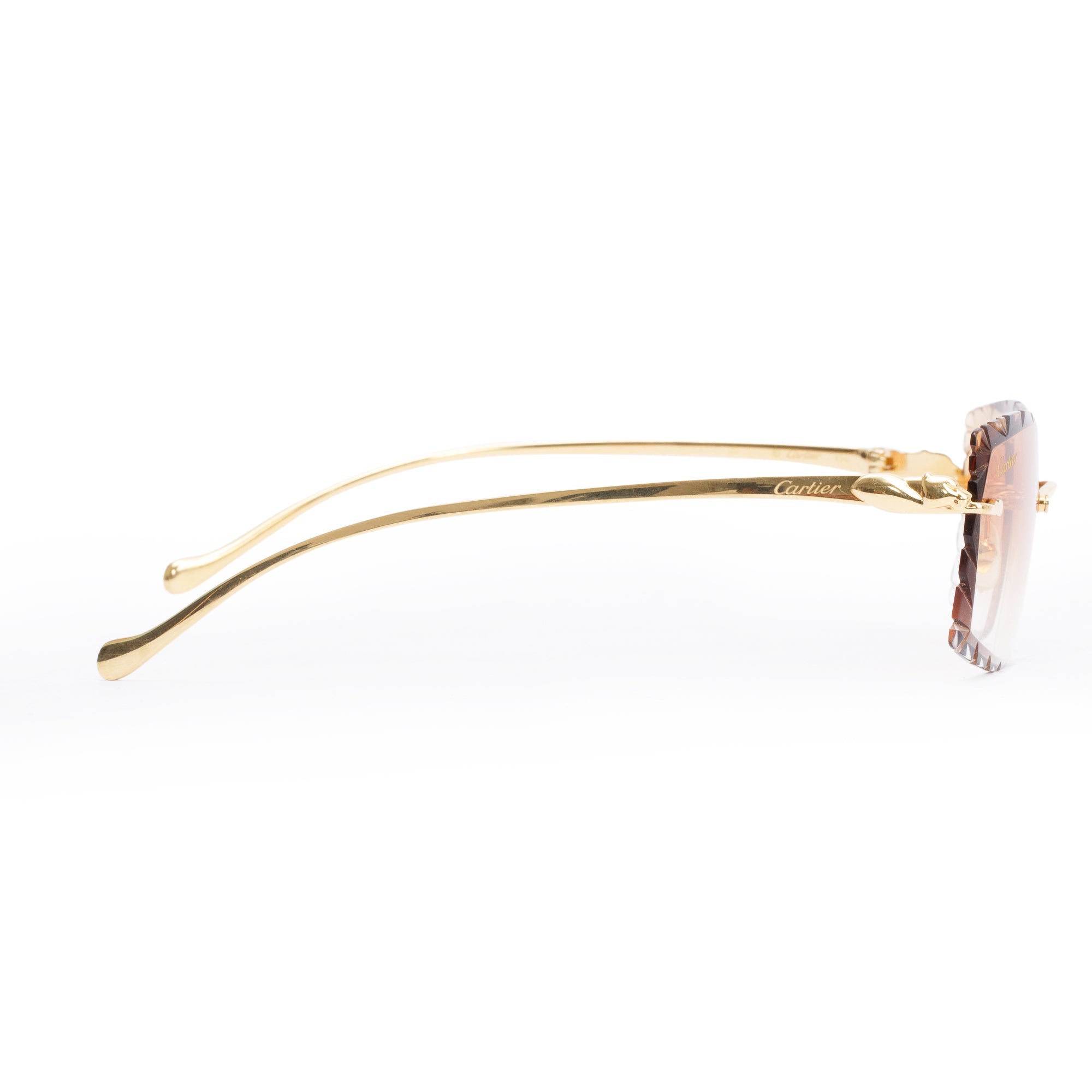 Cartier Gold-Tone Rimless Diamond Cut Sunglasses