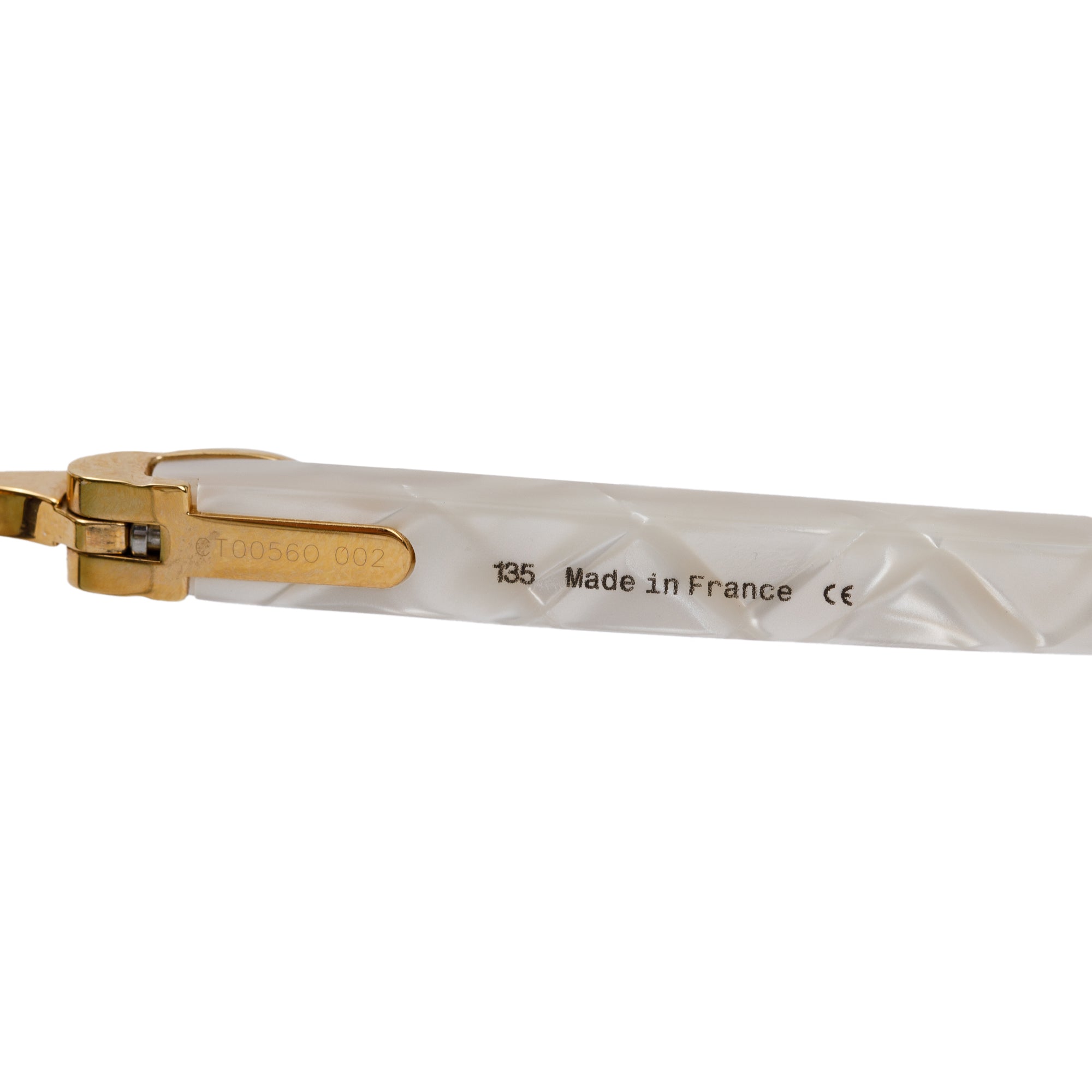 Cartier Marble White Acetate Kiwi Rimless Diamond Cut Sunglasses w/ Box & Case