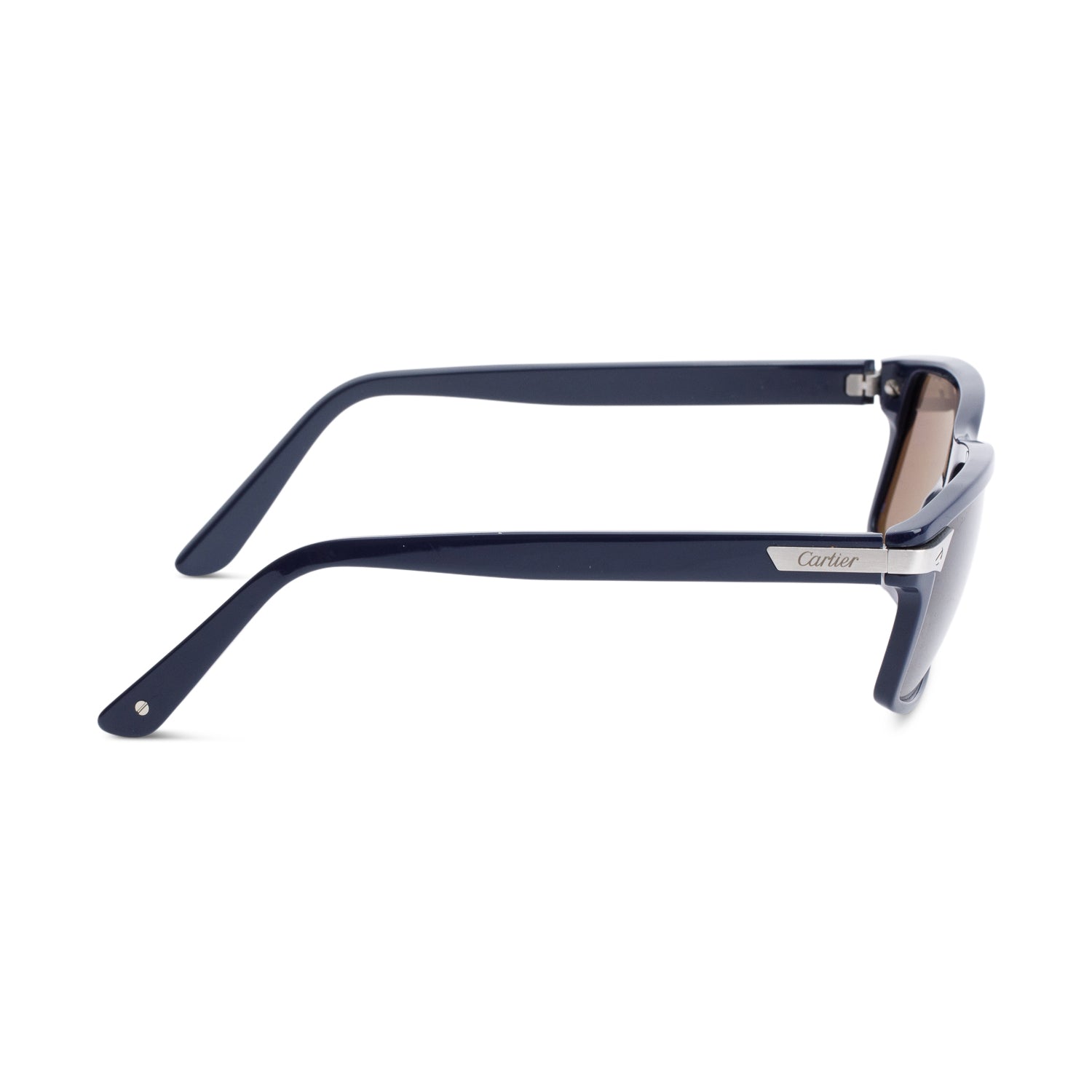 Cartier Navy Blue Acetate Santos De Cartier Rectangle Sunglasses w/ Box & Case