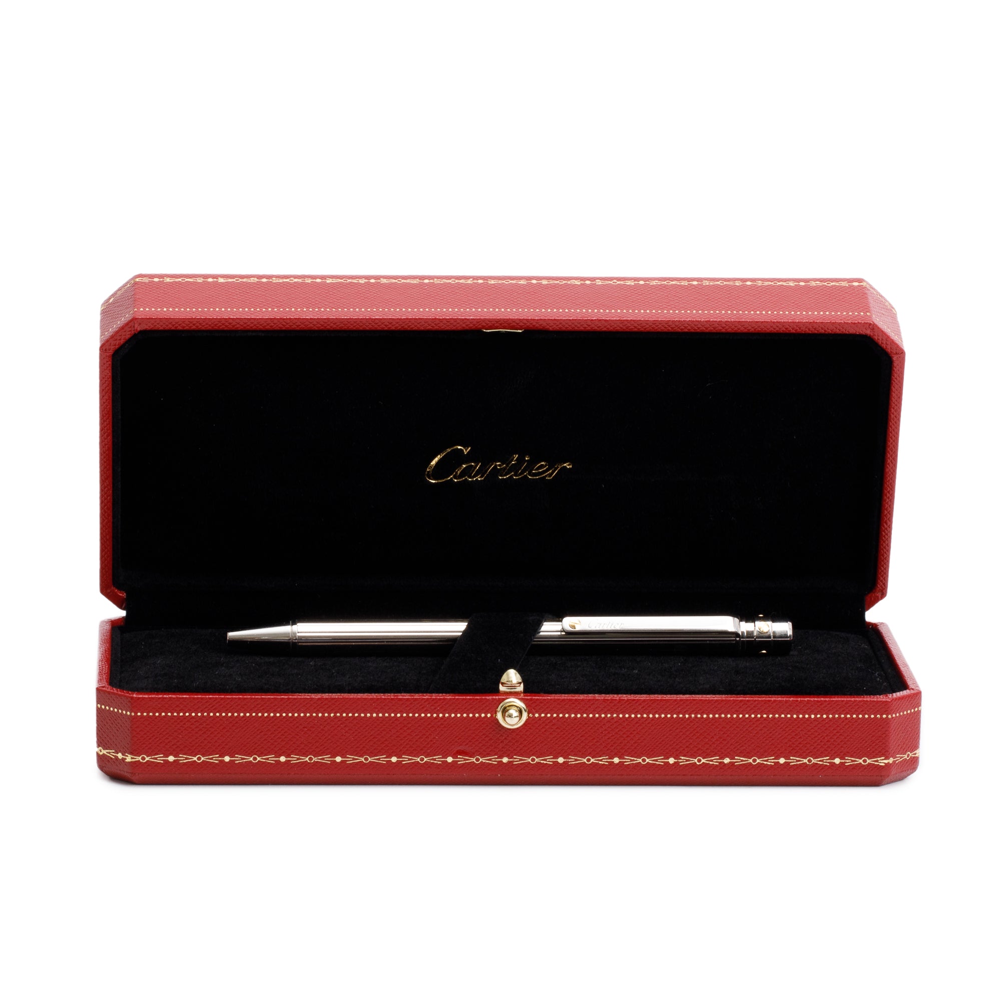 Cartier Palladium Plated Santos de Cartier Ballpoint Pen w/ Box & Papers