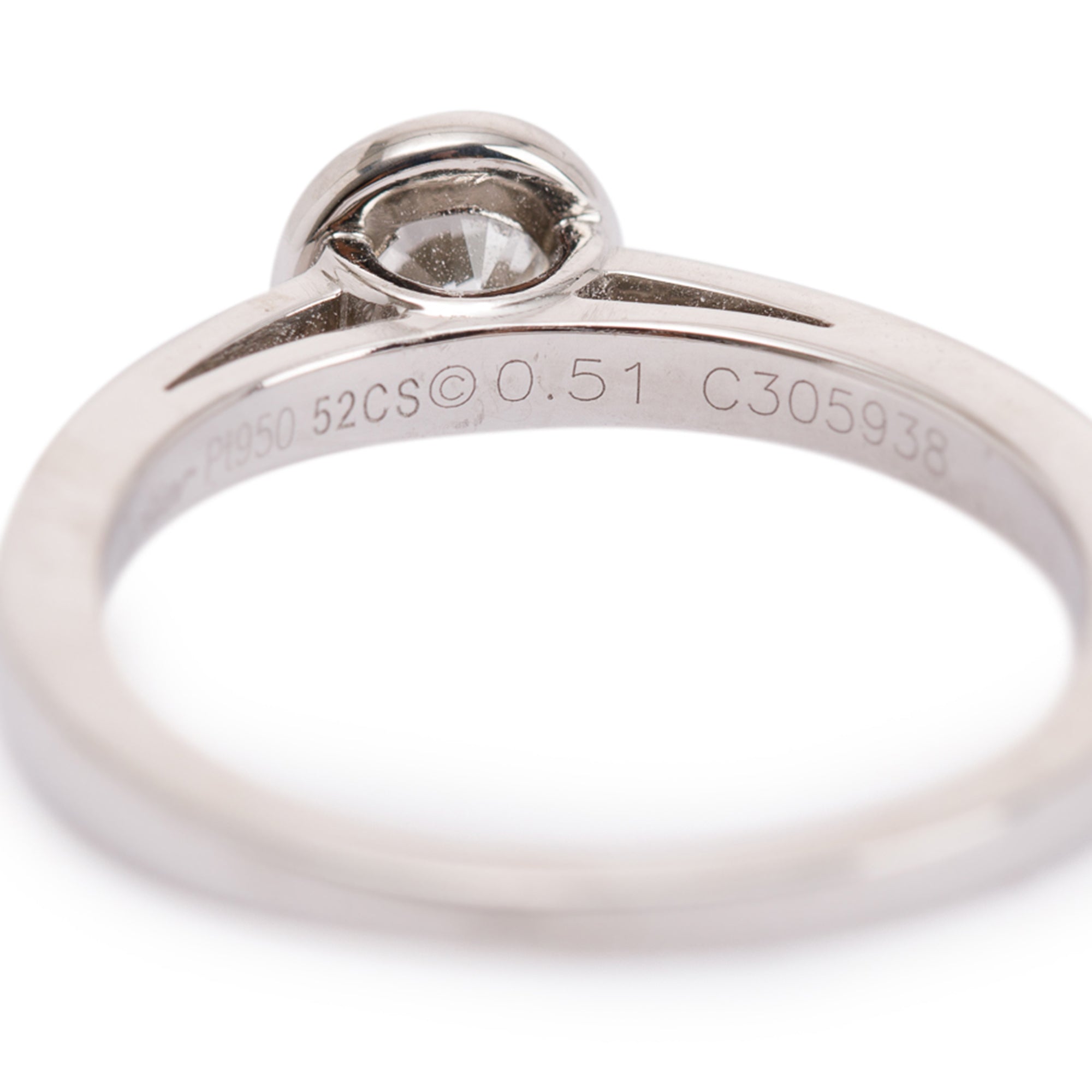 Cartier Platinum 0.51 ct. Diamond Bezel Set Ring w/ Box & Receipt