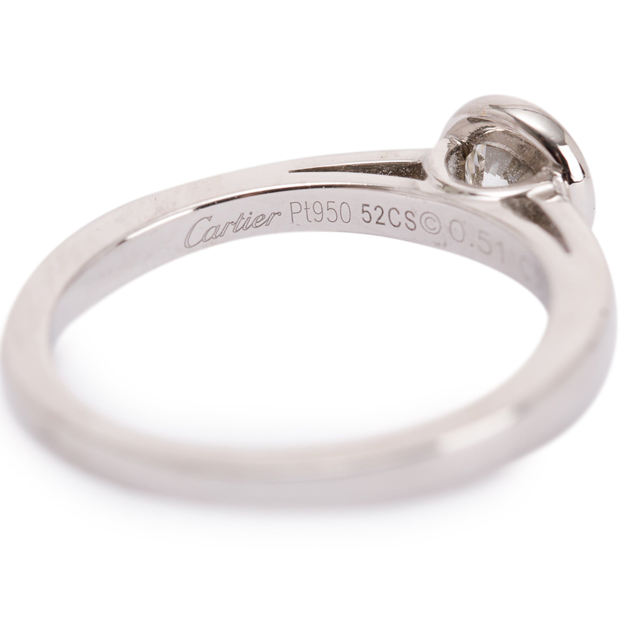 Cartier Platinum 0.51 ct. Diamond Bezel Set Ring w/ Box & Receipt