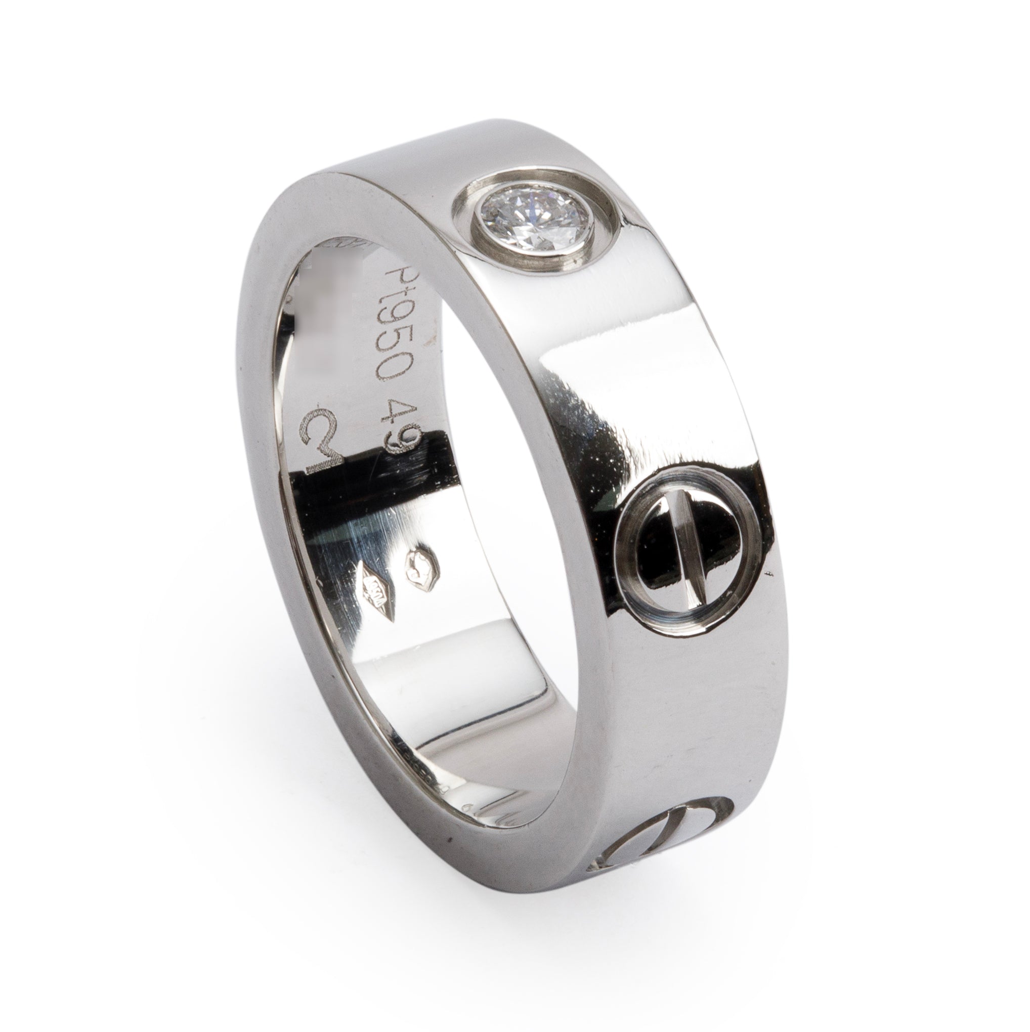 Cartier Platinum 1 Diamond 5.5MM Love Ring Size 49 5