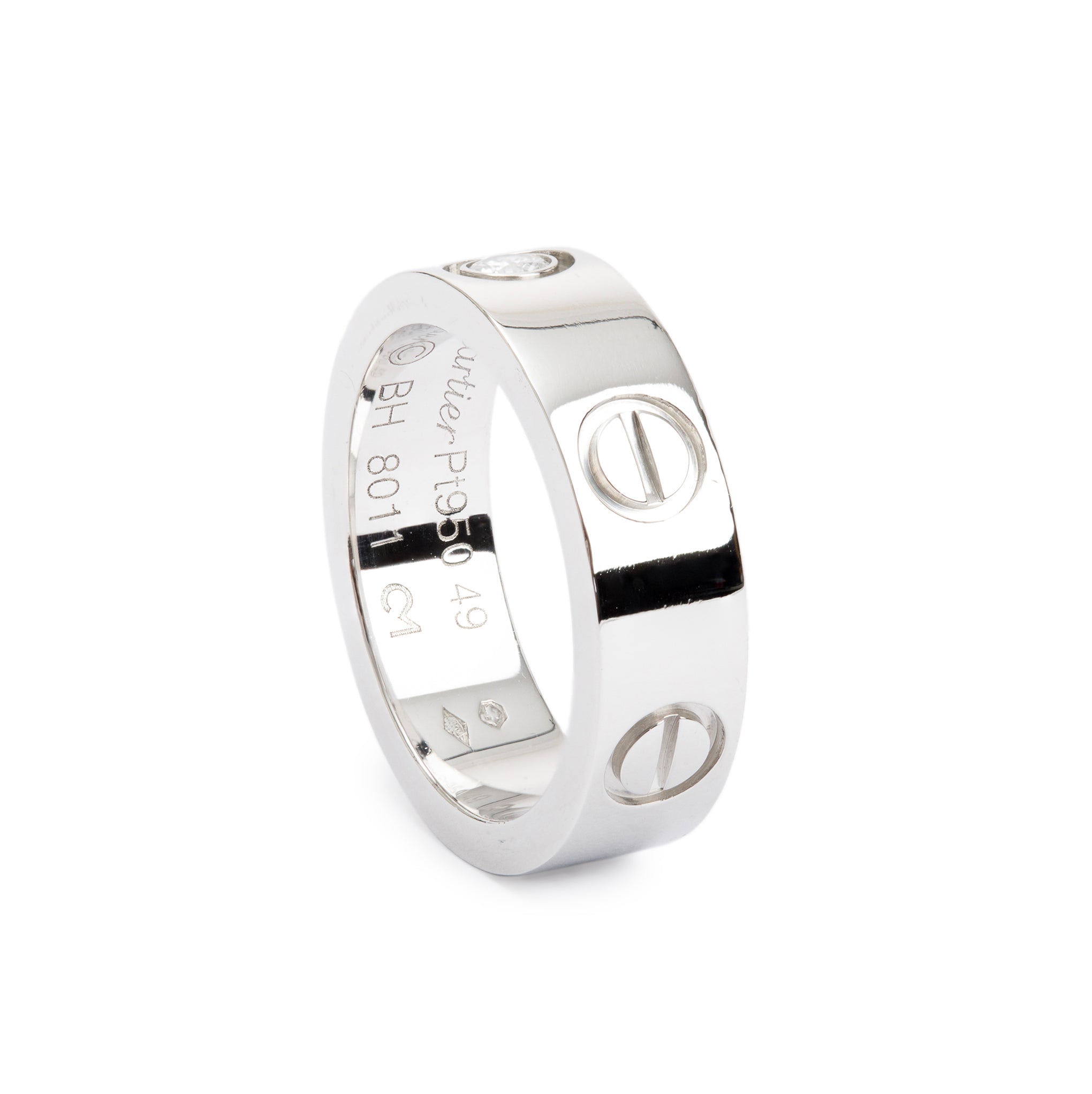 Cartier Platinum 1 Diamond 5.5MM Love Ring Size 49 5