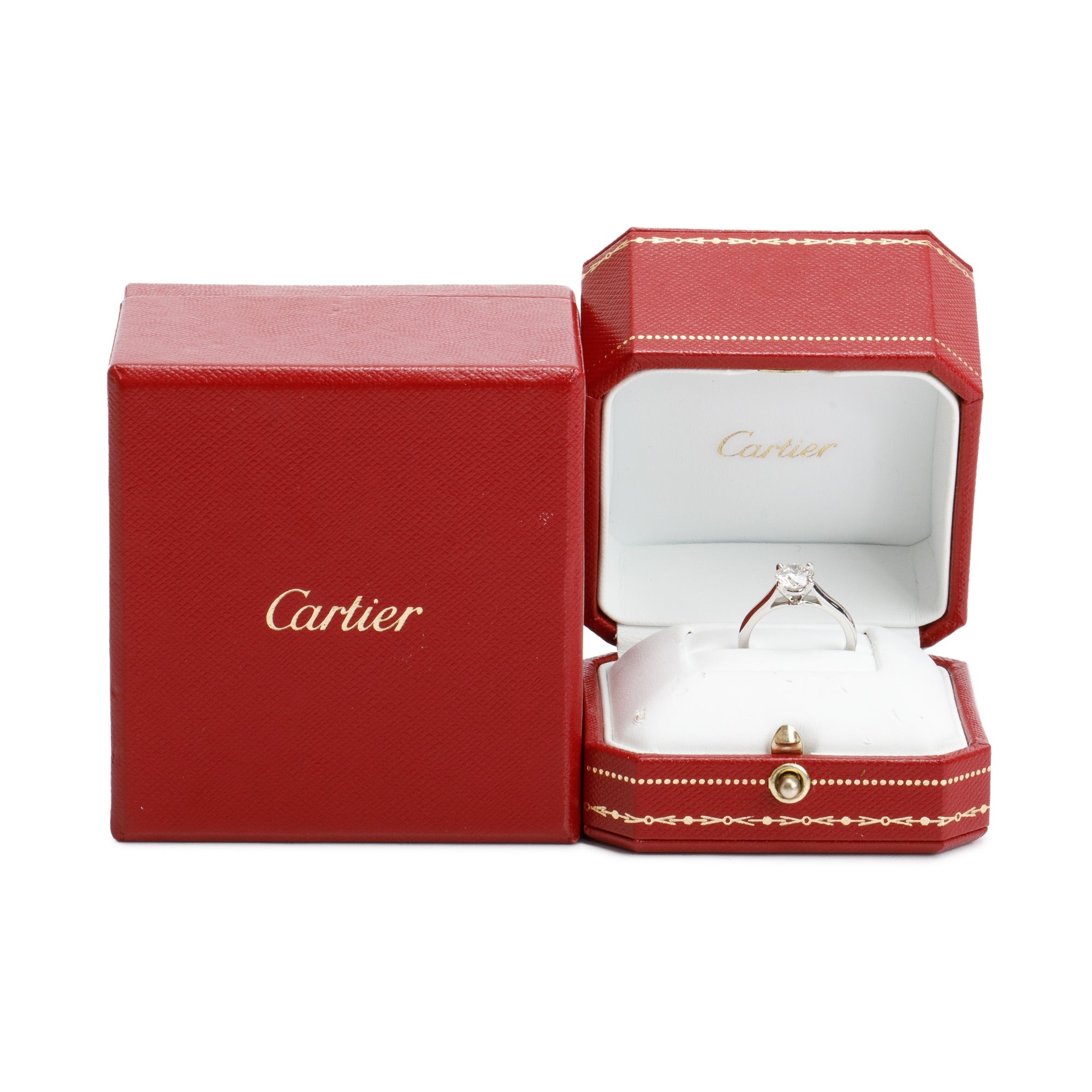 Cartier Platinum 1.07 ct. Diamond Solitaire Engagement Ring, Size 50 5.25 w/ Box & GIA