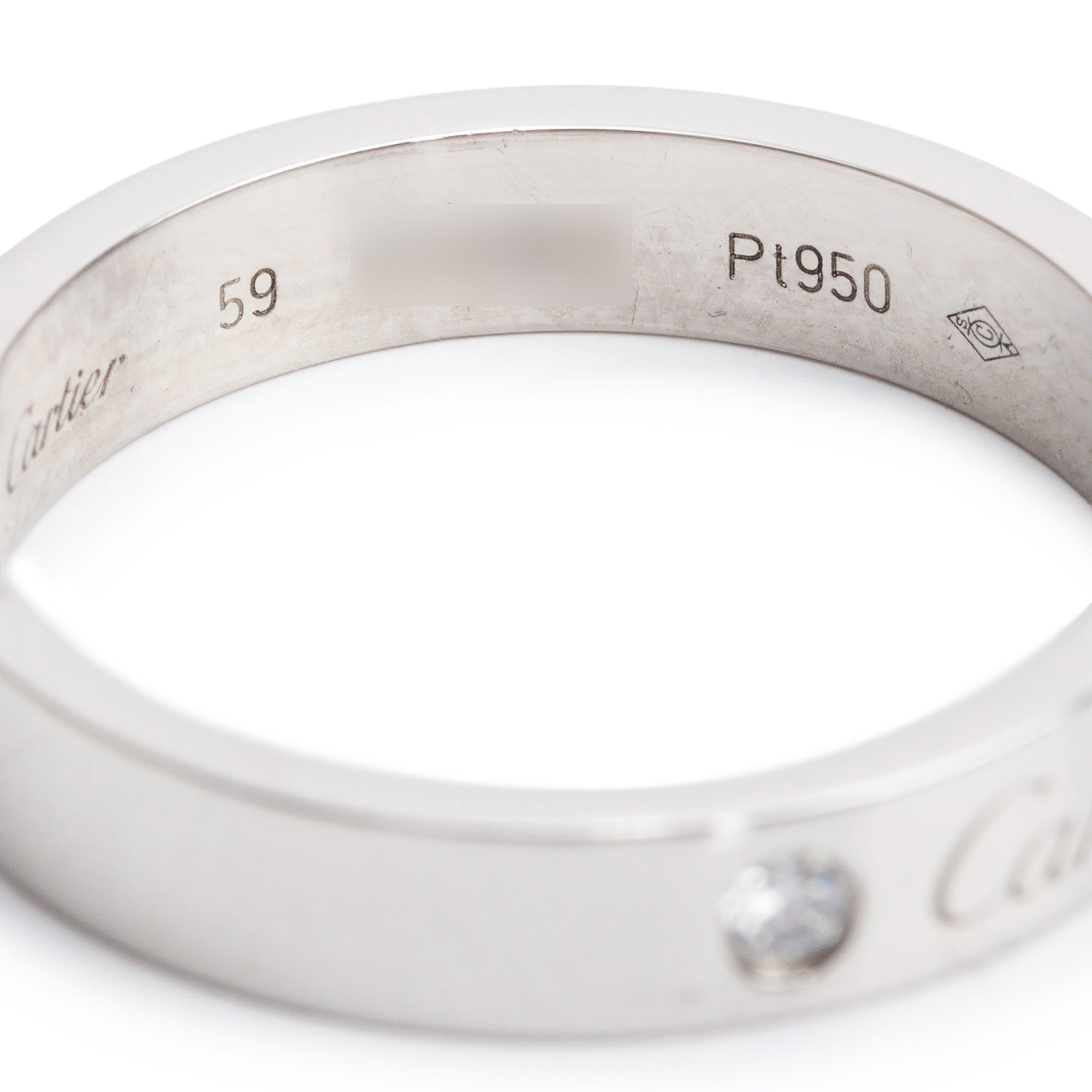 Cartier Platinum C de Cartier Diamond 4 MM Wedding Band Ring, Size 59 8.75
