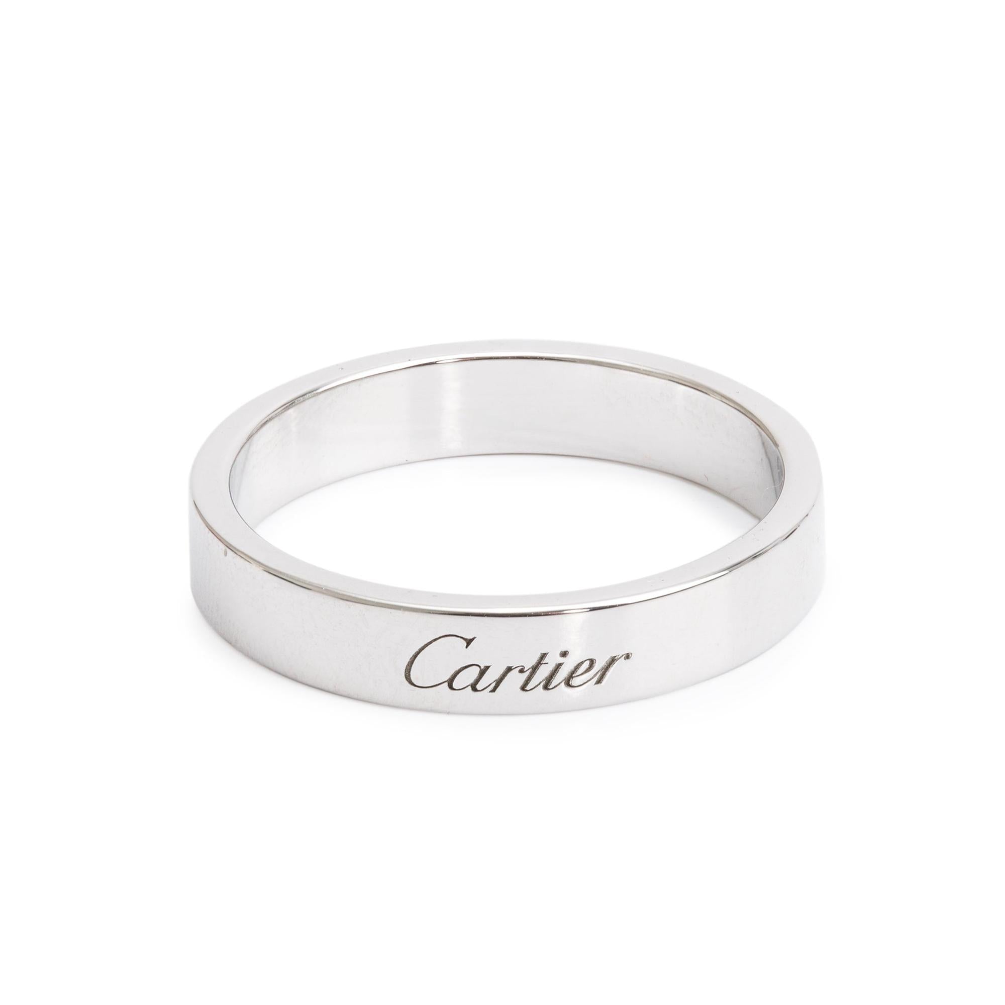 Cartier Platinum C de Cartier Diamond 4 MM Wedding Band Ring, Size 60 9.25 w/ Box