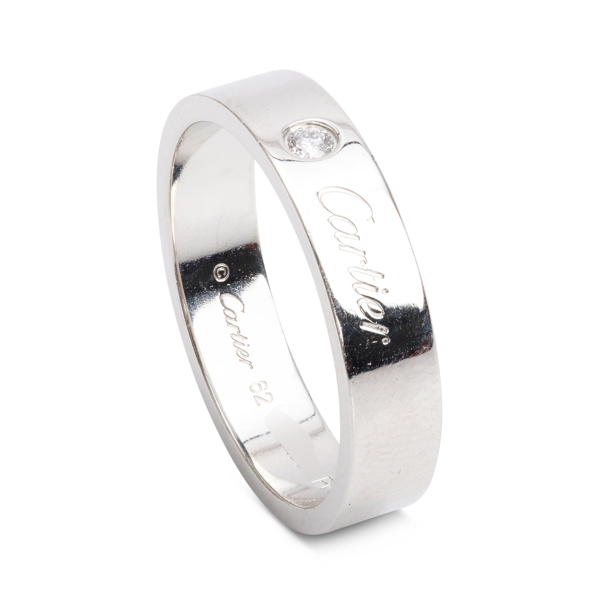 Cartier Platinum C de Cartier Diamond 5 MM Wedding Band Ring, Size 62 10