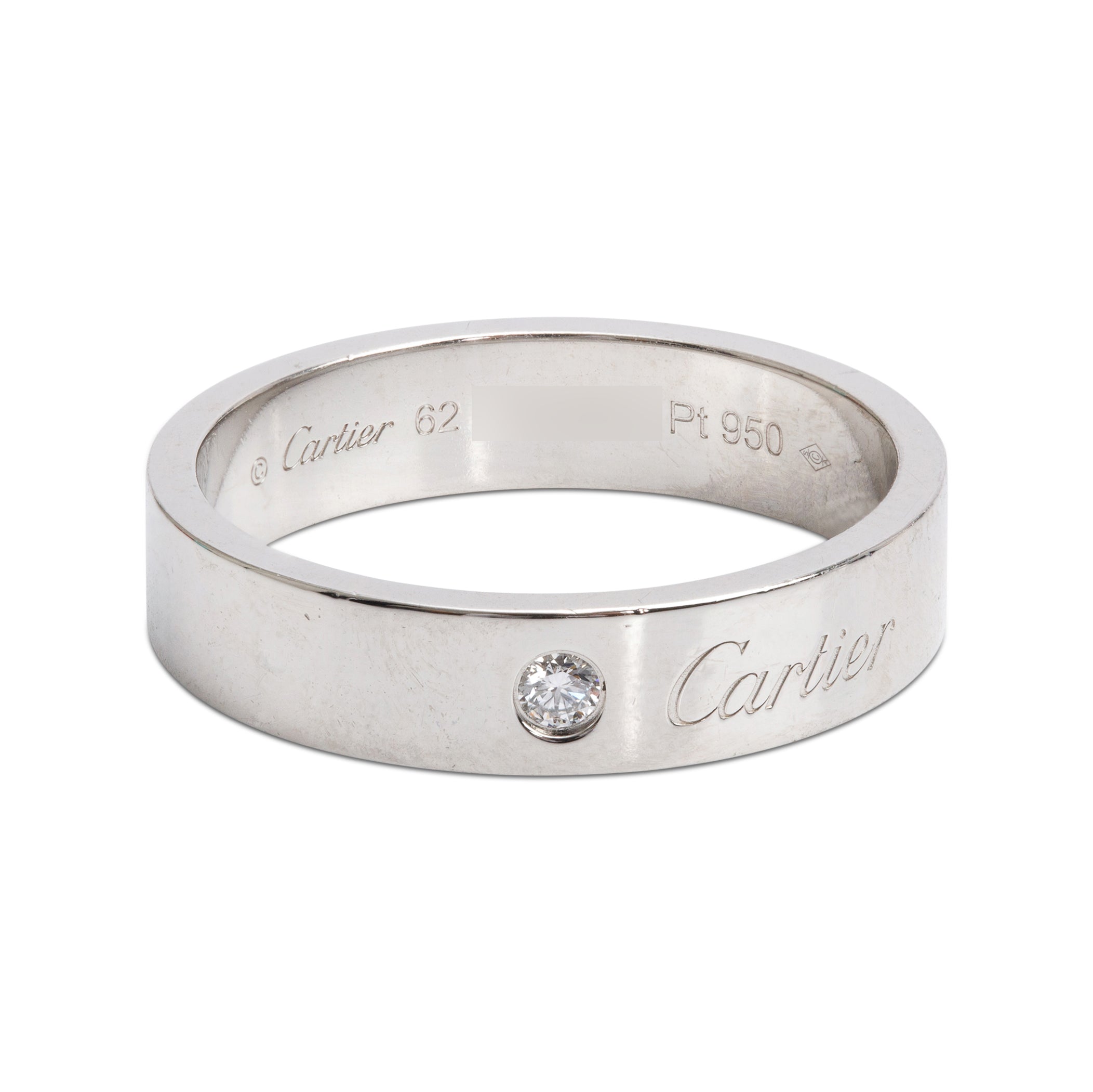 Cartier Platinum C de Cartier Diamond 5 MM Wedding Band Ring, Size 62 10