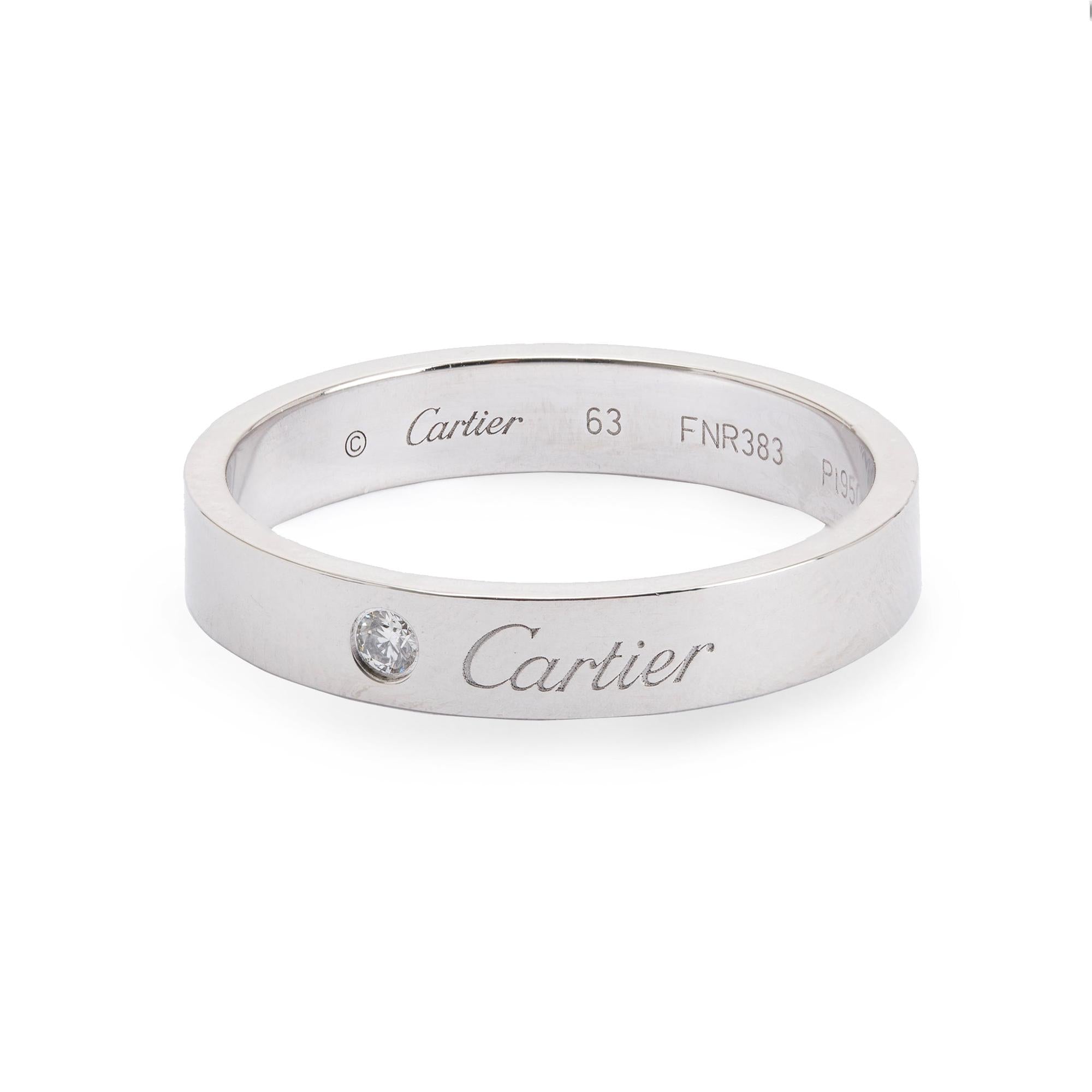 Cartier Platinum C de Cartier Diamond Wedding Band Ring w/ Box