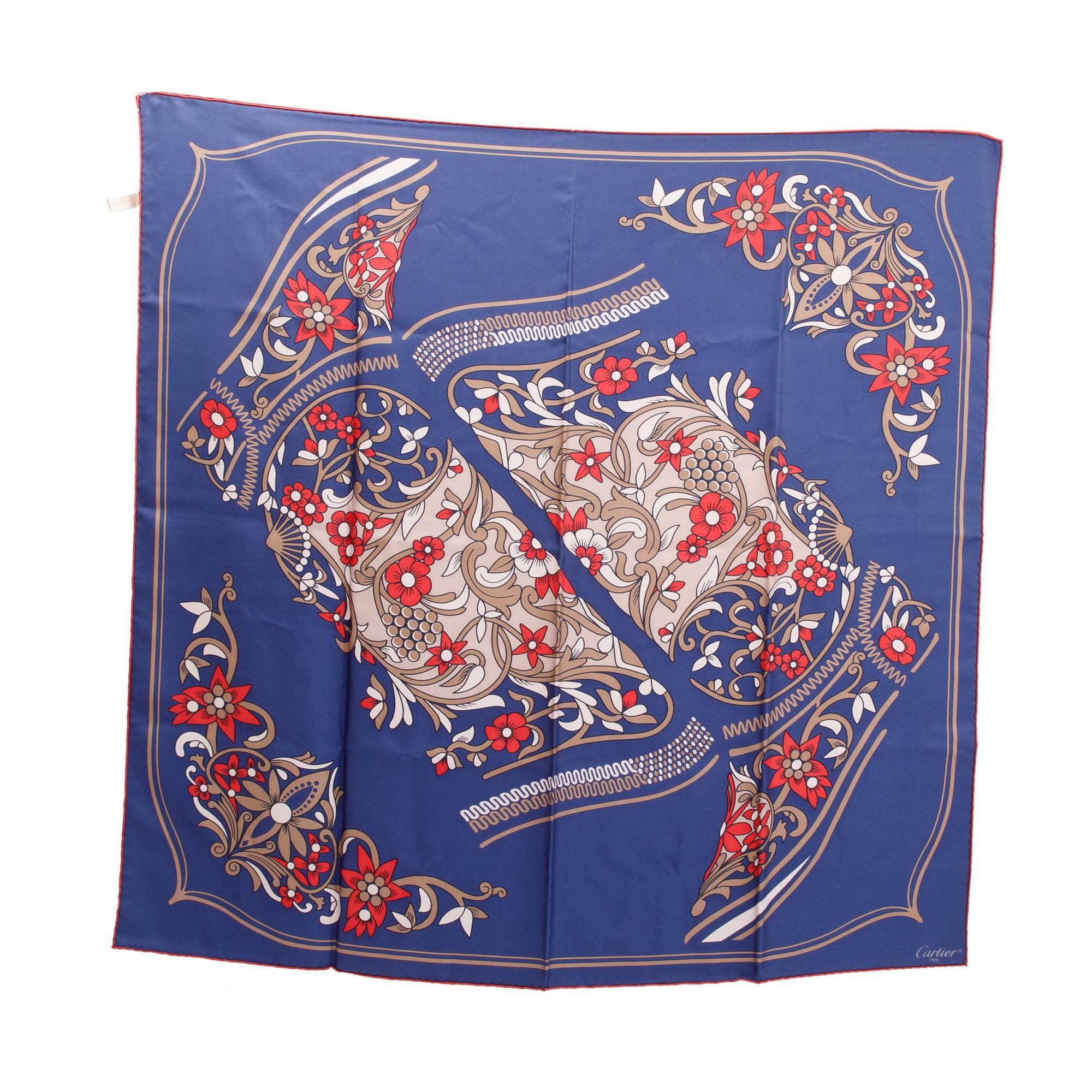 Cartier Printed Silk Scarf 90 w/ Box