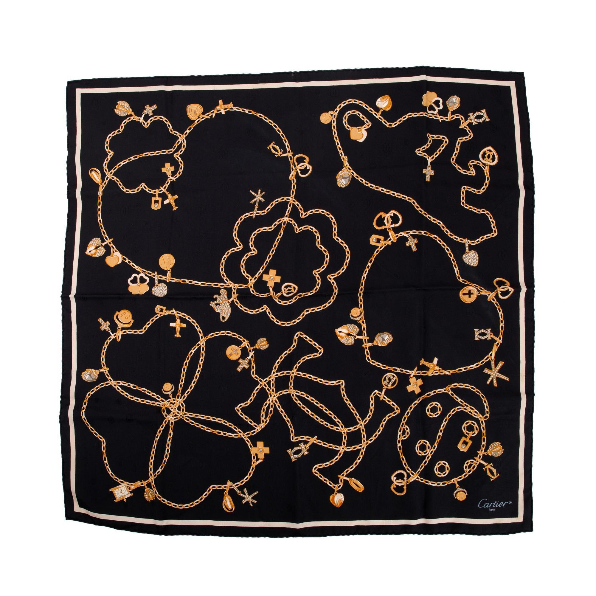 Cartier Printed Silk Scarf w/ Box & Authenticity Card