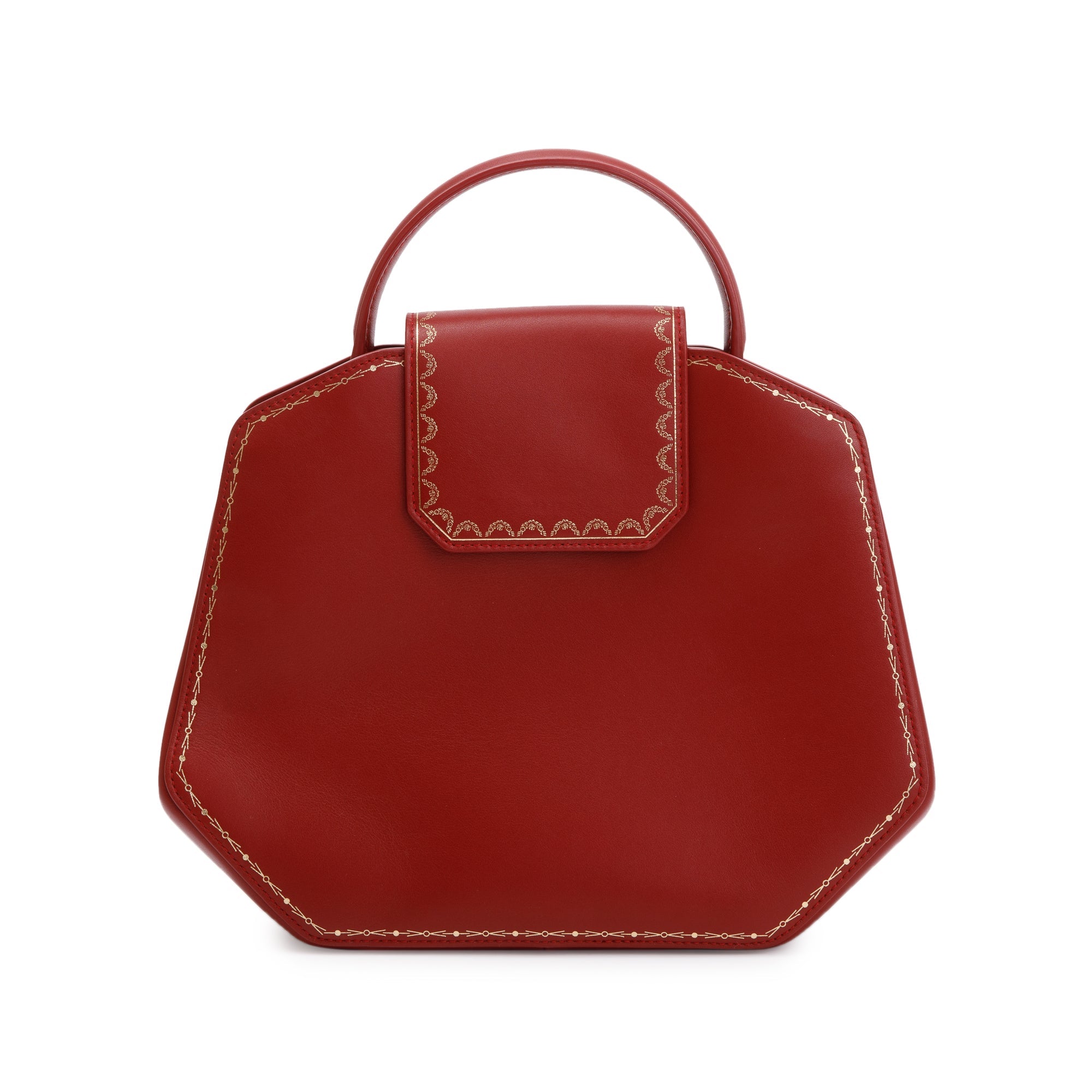 Cartier Red Calfskin Leather Guirlande De Cartier Top Handle Bag w/ Strap