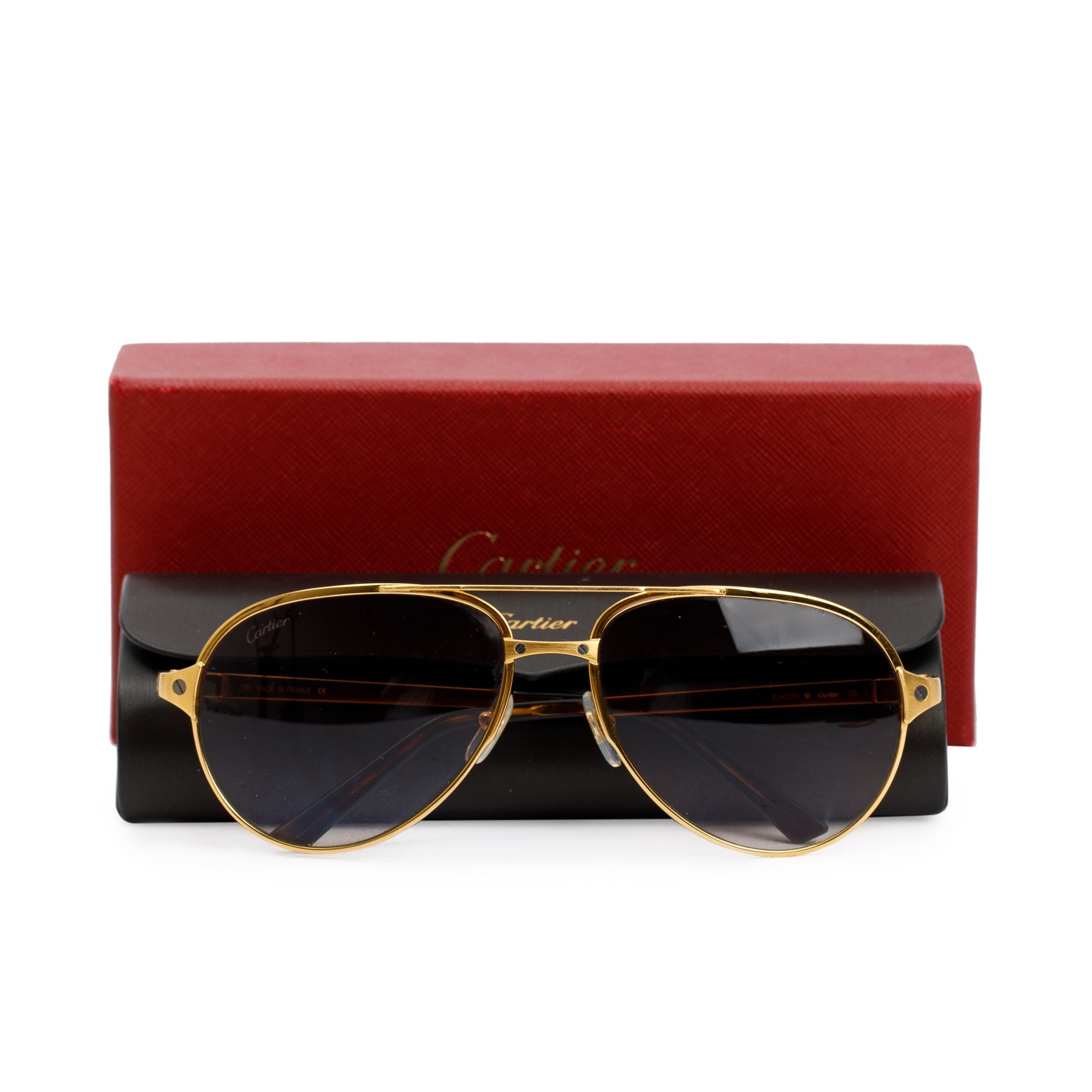 Cartier Santos Aviator CT0034S Sunglasses w/ Box & Case