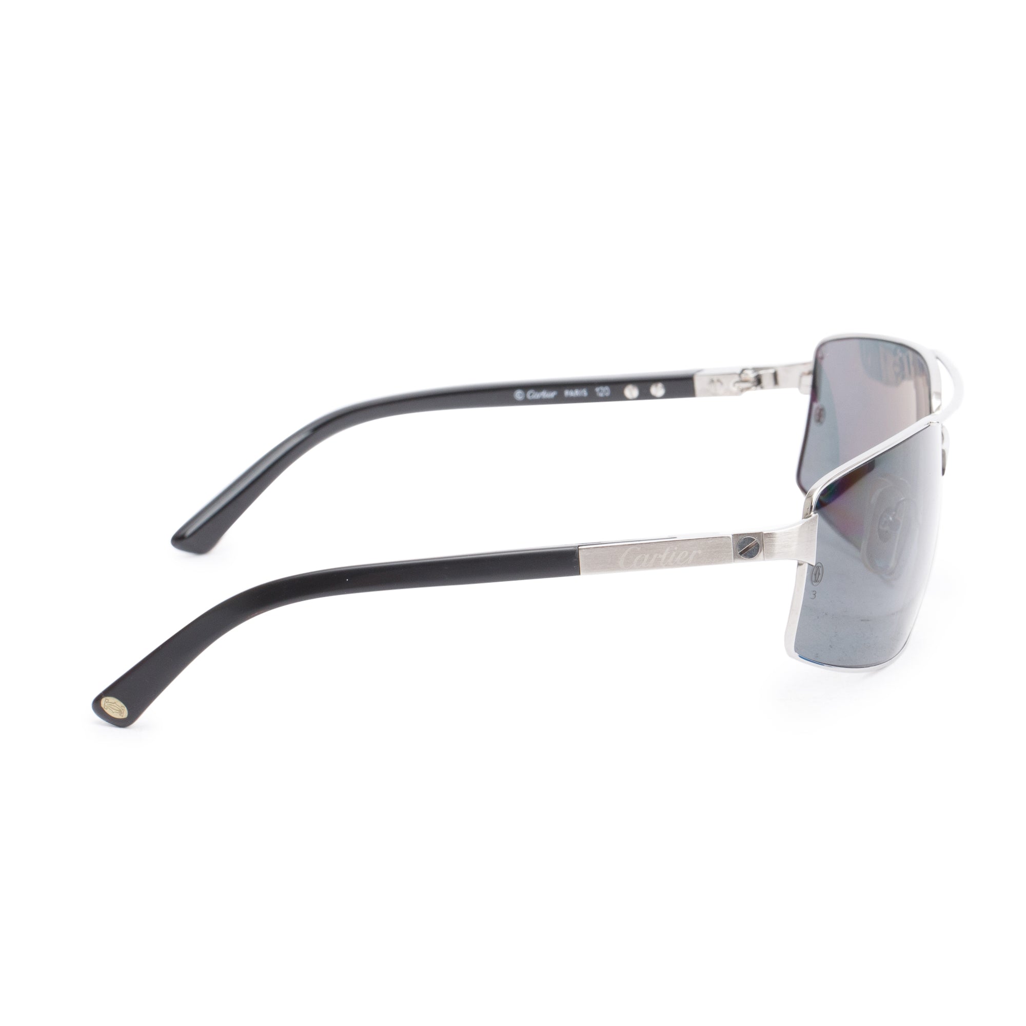 Cartier Silver-Tone Metal Santos Galaxy Aviator Sunglasses