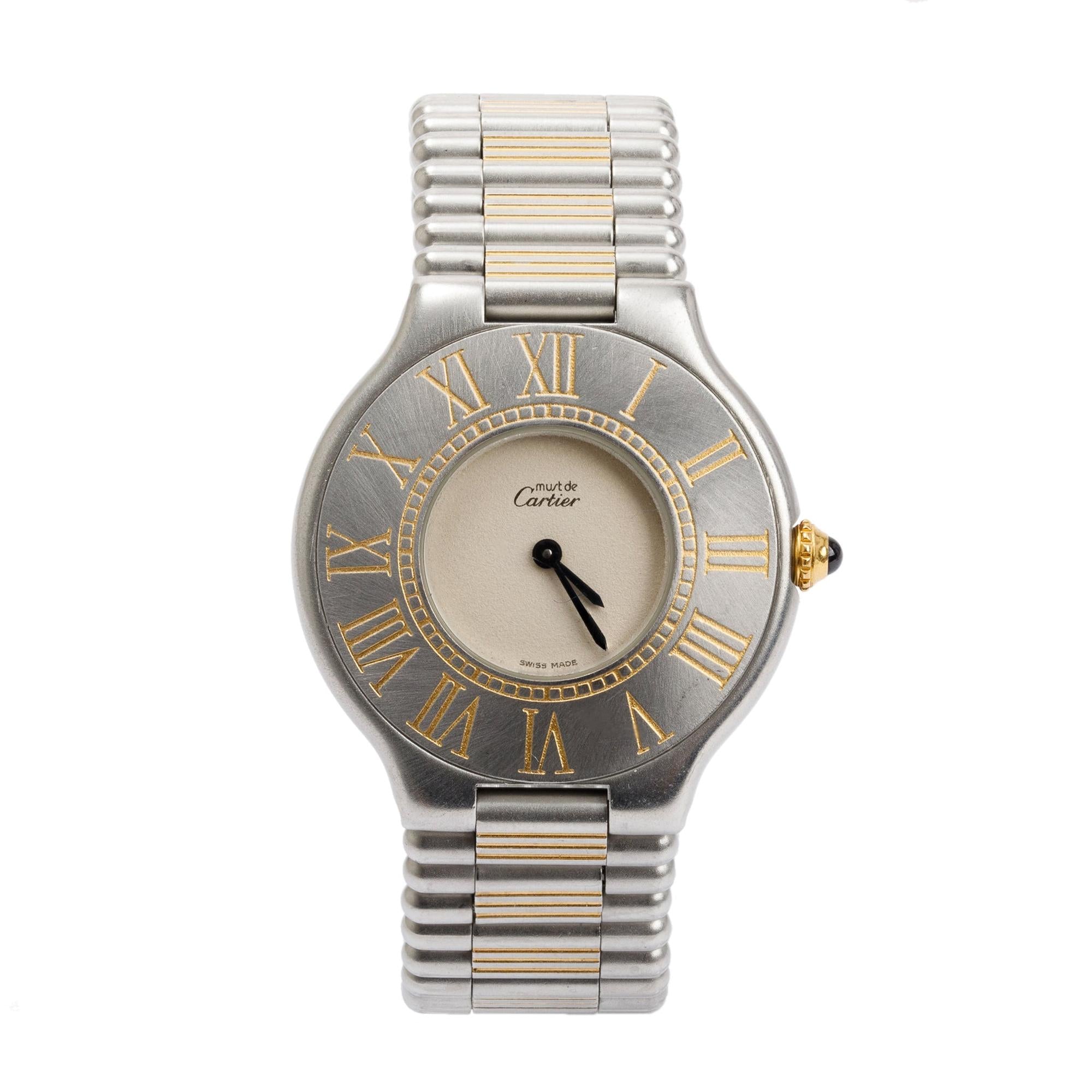 Cartier Stainless Steel & 18k Gold Plated Must De Cartier 21 31MM Quartz Watch