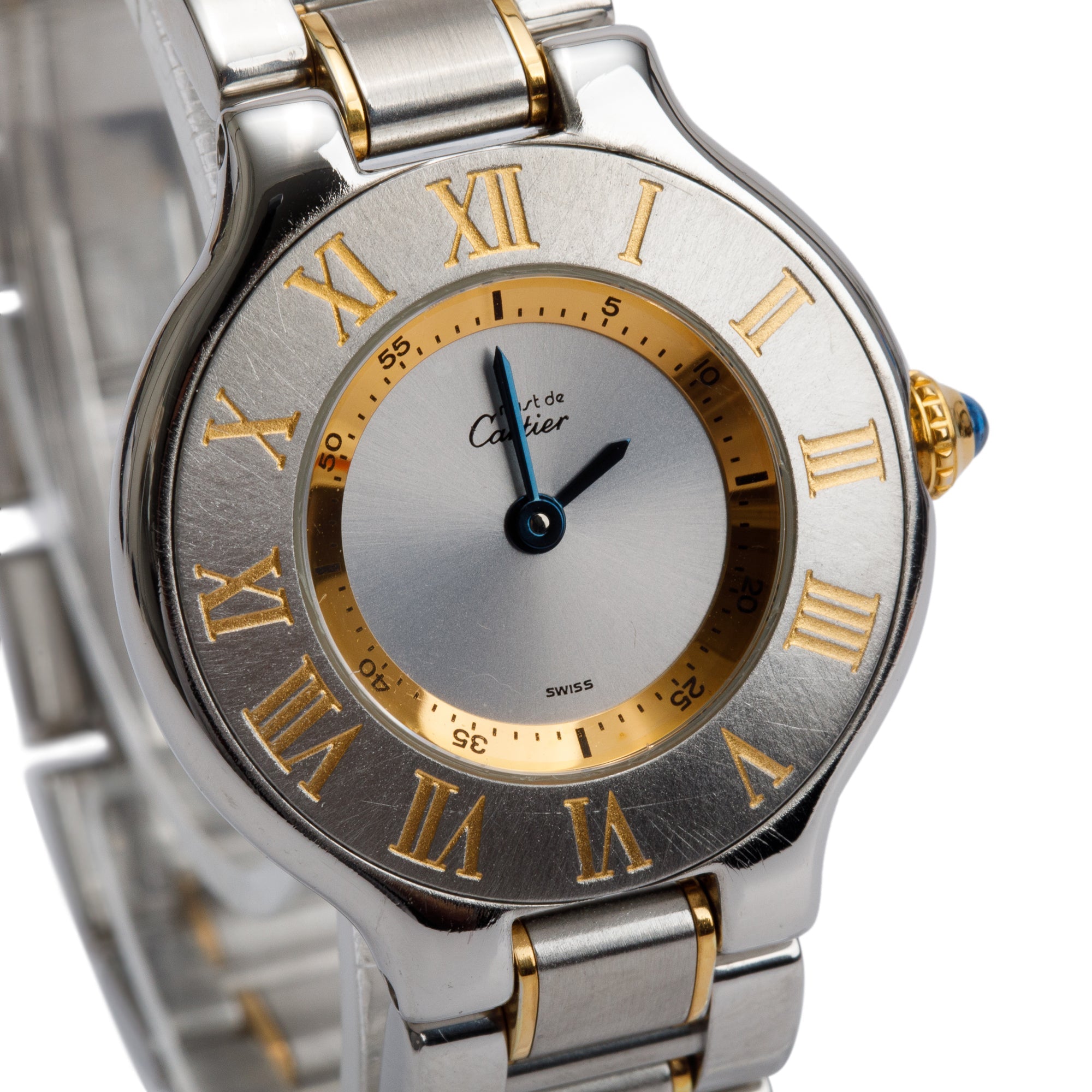 Cartier Stainless Steel & 18k Yellow Gold Plated Must de Cartier 21 28 MM Watch 1340