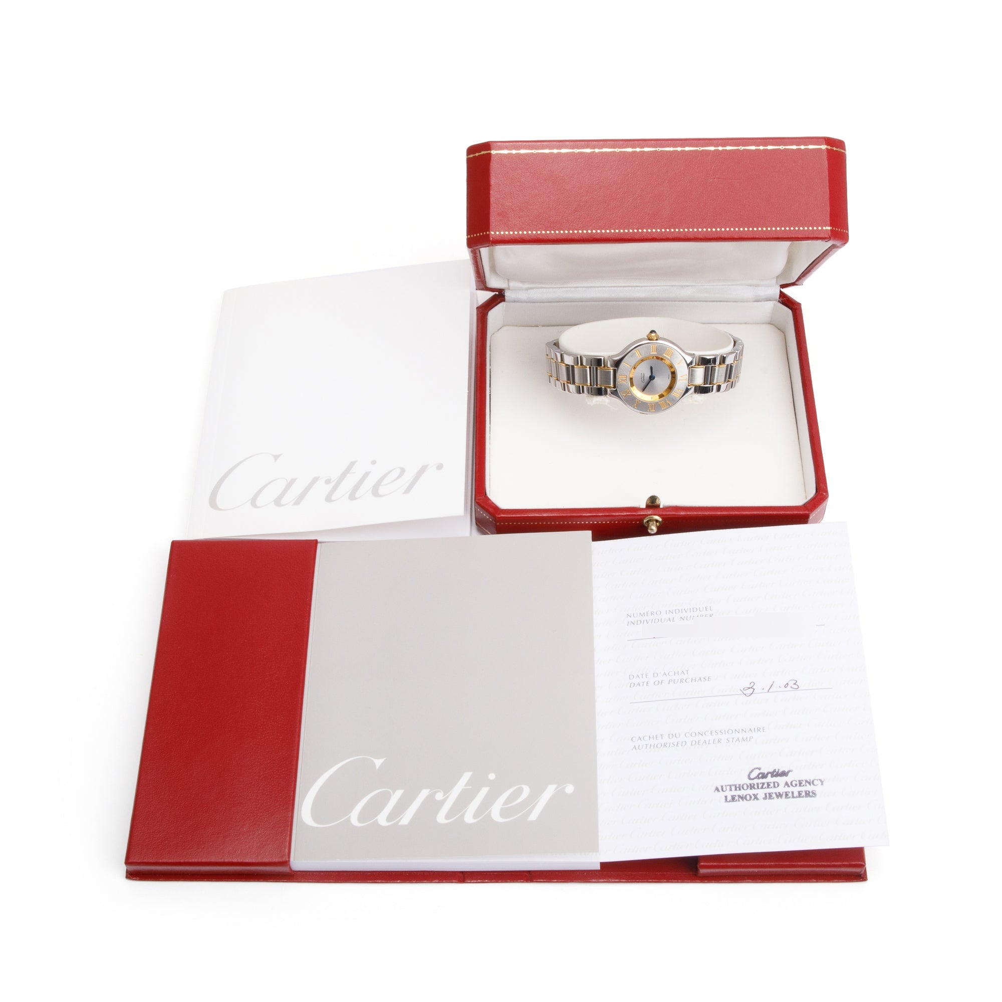 Cartier Stainless Steel & 18k Yellow Gold Plated Must de Cartier 21 28 MM Watch 1340 w/ Box & Papers