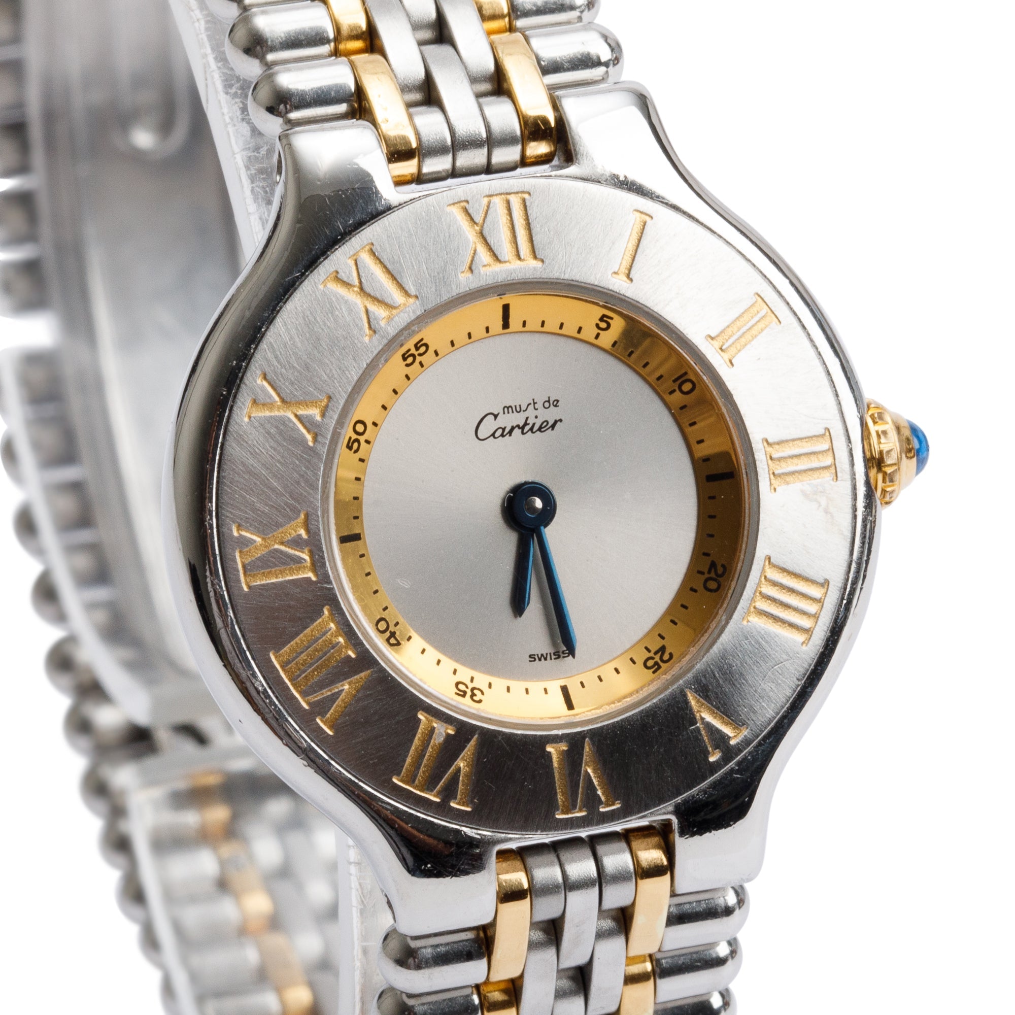 Cartier Stainless Steel & 18k Yellow Gold Plated Must de Cartier 21 28 MM Watch w/ Box & Papers