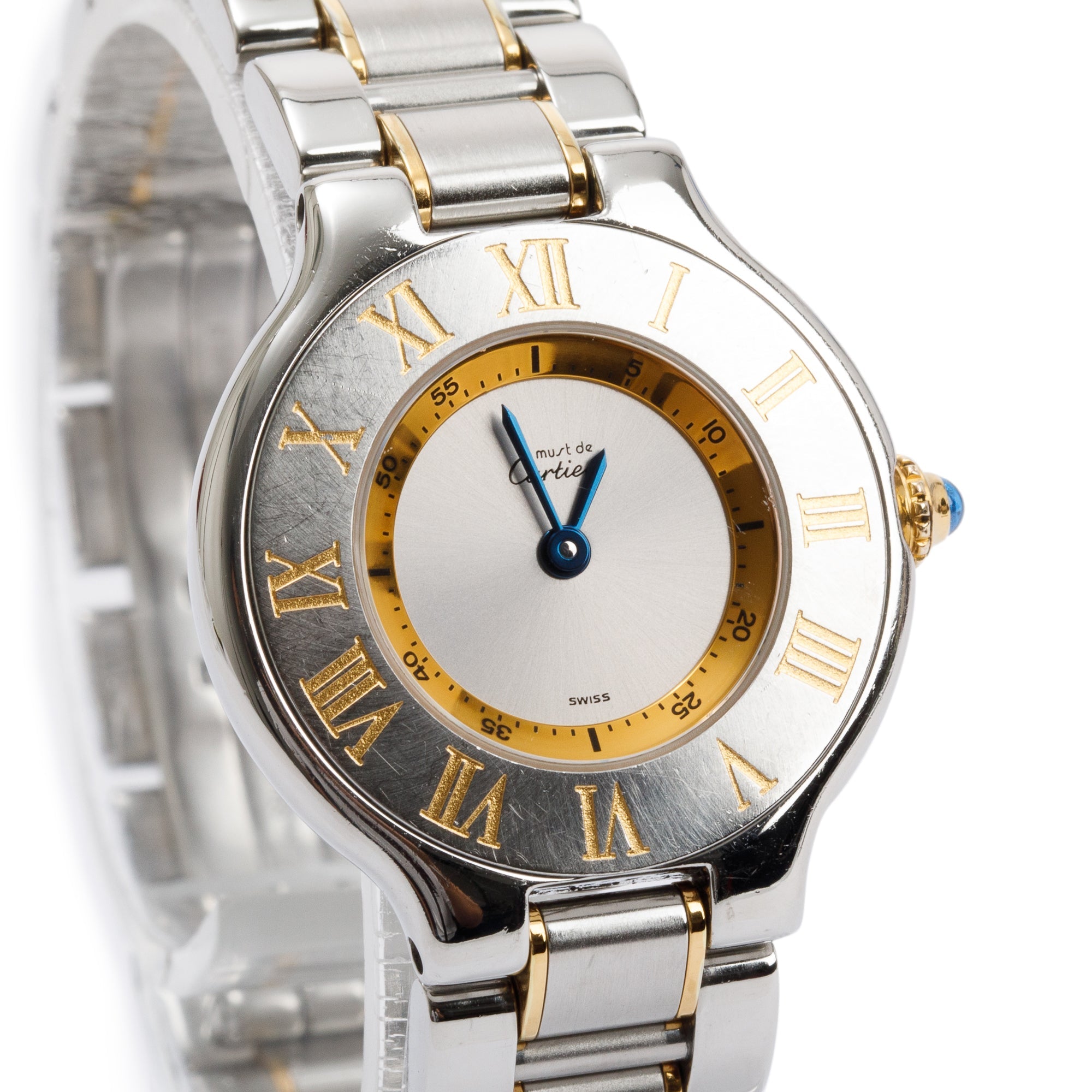 Cartier Stainless Steel & 18k Yellow Gold Plated Must de Cartier 21 28 MM Watch w/ Box & Papers