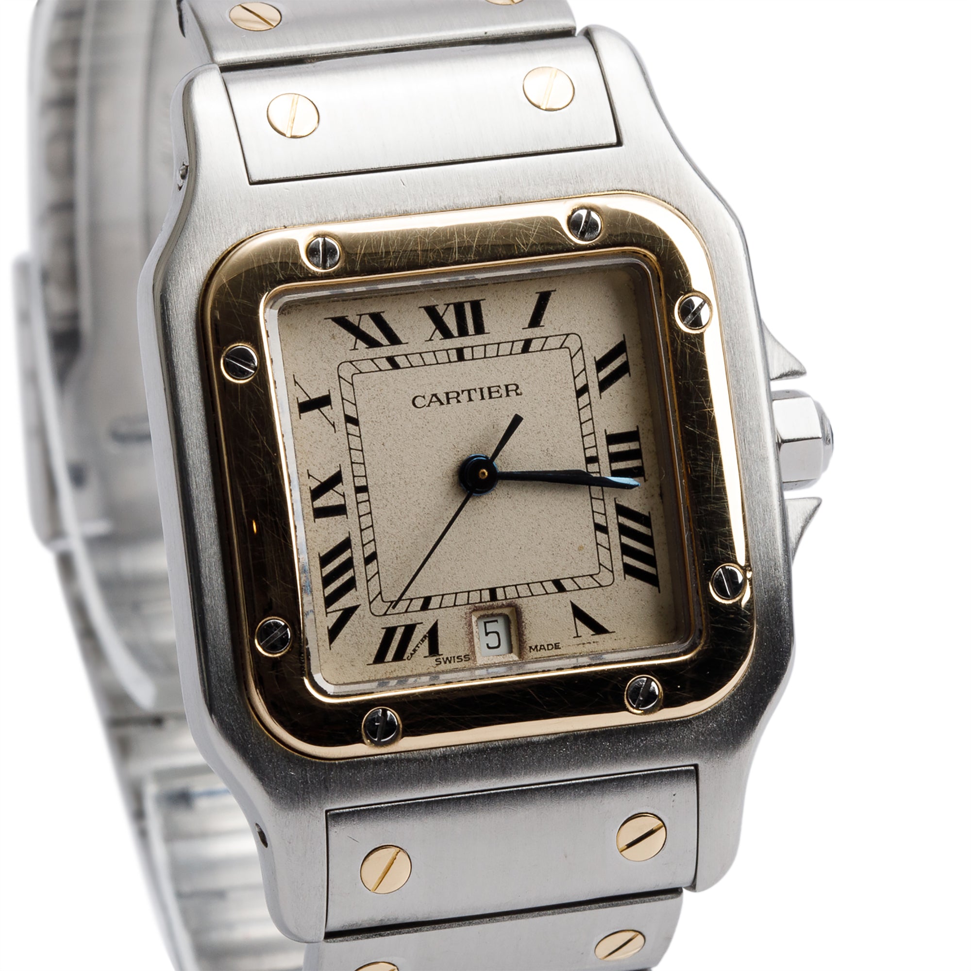 Cartier Stainless Steel & 18k Yellow Gold Santos De Cartier Galbee Quartz Watch