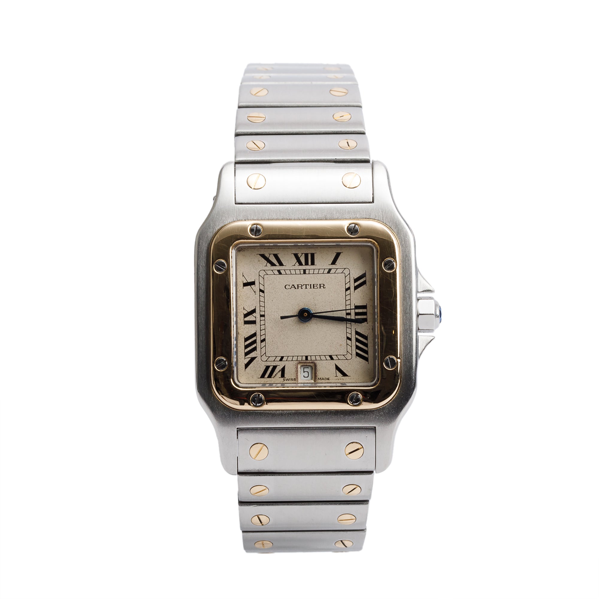 Cartier Stainless Steel & 18k Yellow Gold Santos De Cartier Galbee Quartz Watch