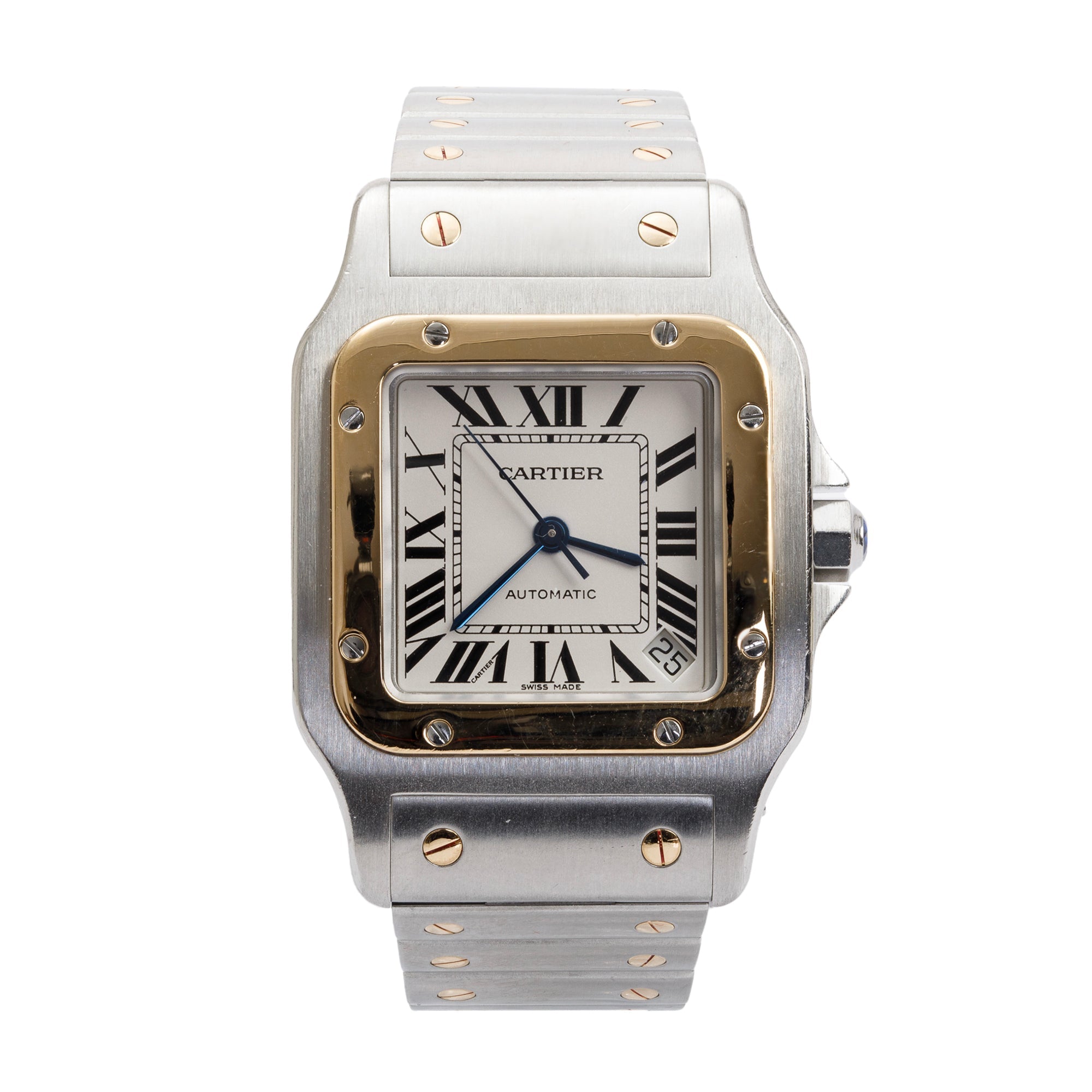 Cartier Stainless Steel & 18k Yellow Gold Santos Galbee 32 MM Automatic Watch