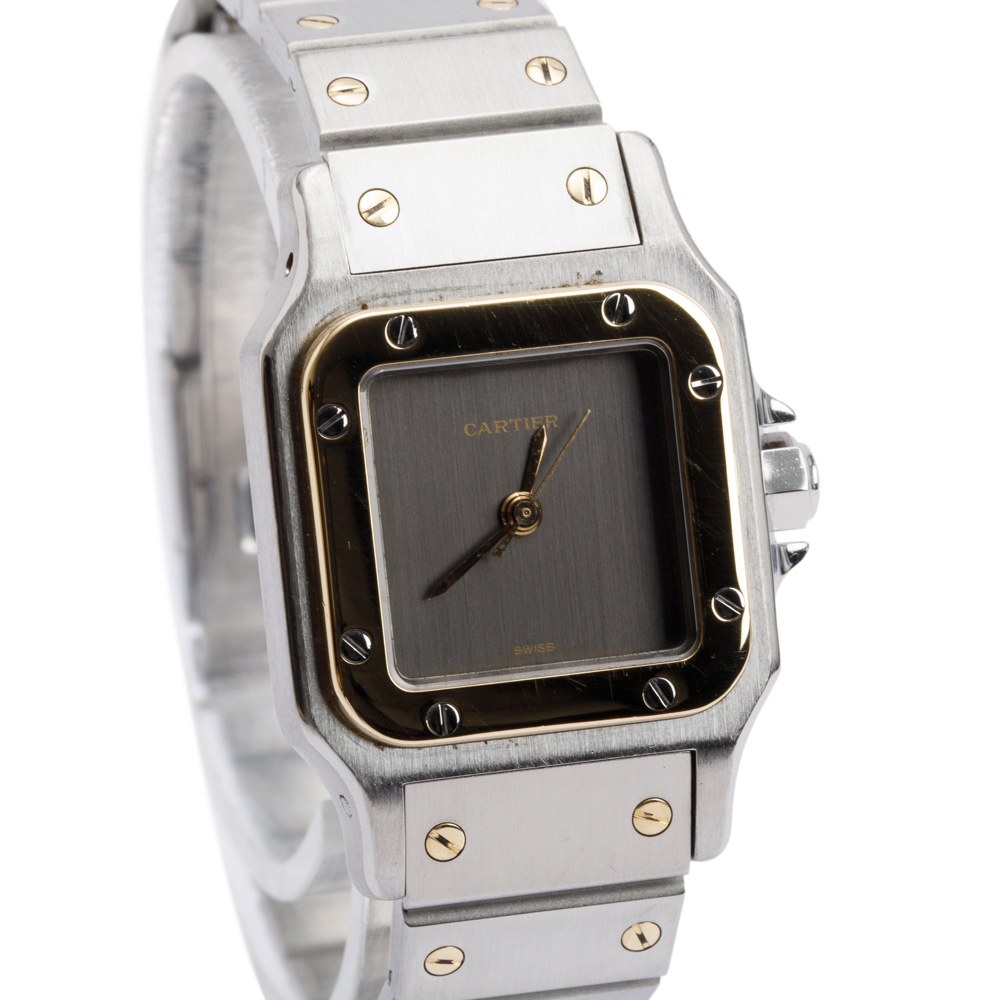 Cartier Stainless Steel & 18k Yellow Gold Santos de Cartier Automatic Watch Grey Dial 0902