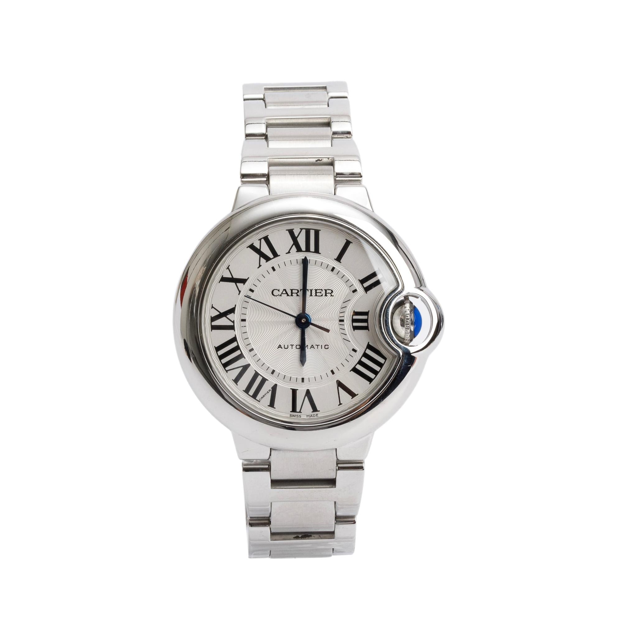 Cartier Stainless Steel Ballon Bleu de Cartier 33 MM Automatic Watch 3489 w/ Box & Papers