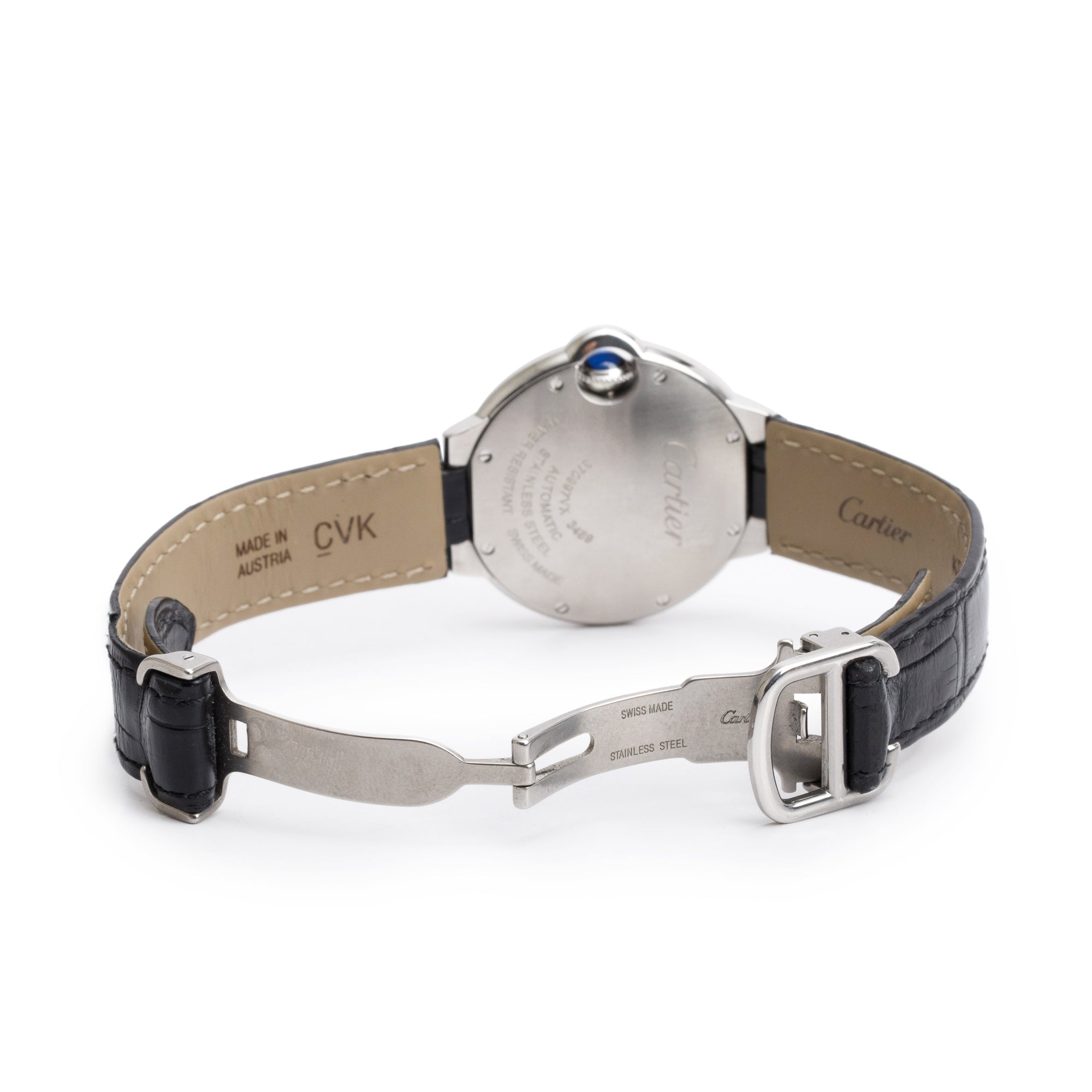 Cartier Stainless Steel Ballon Bleu de Cartier 33 MM Automatic Watch 3489 w/ Extra Strap